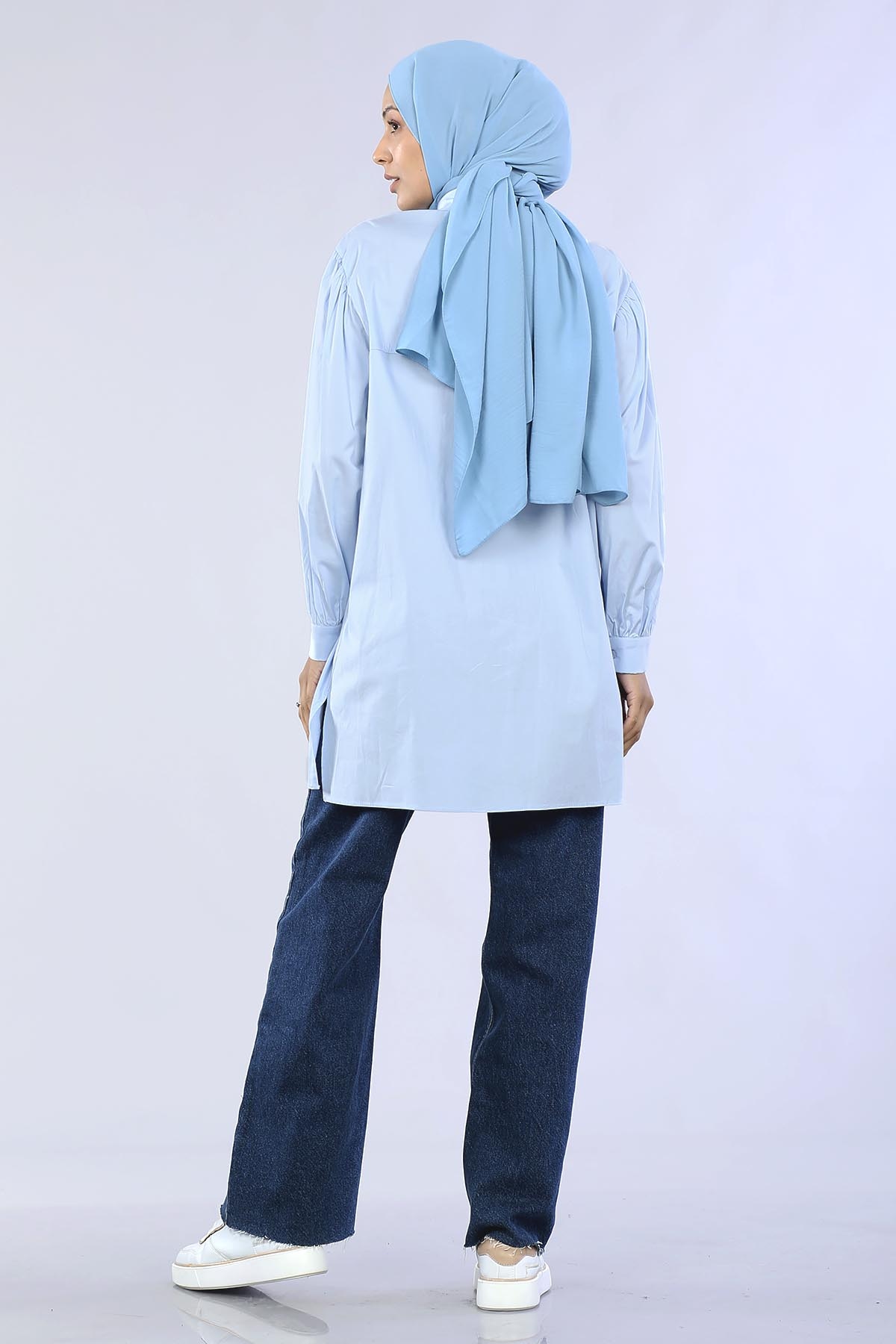 10166 Gömlek 38-42 İnci - Mavi - 5