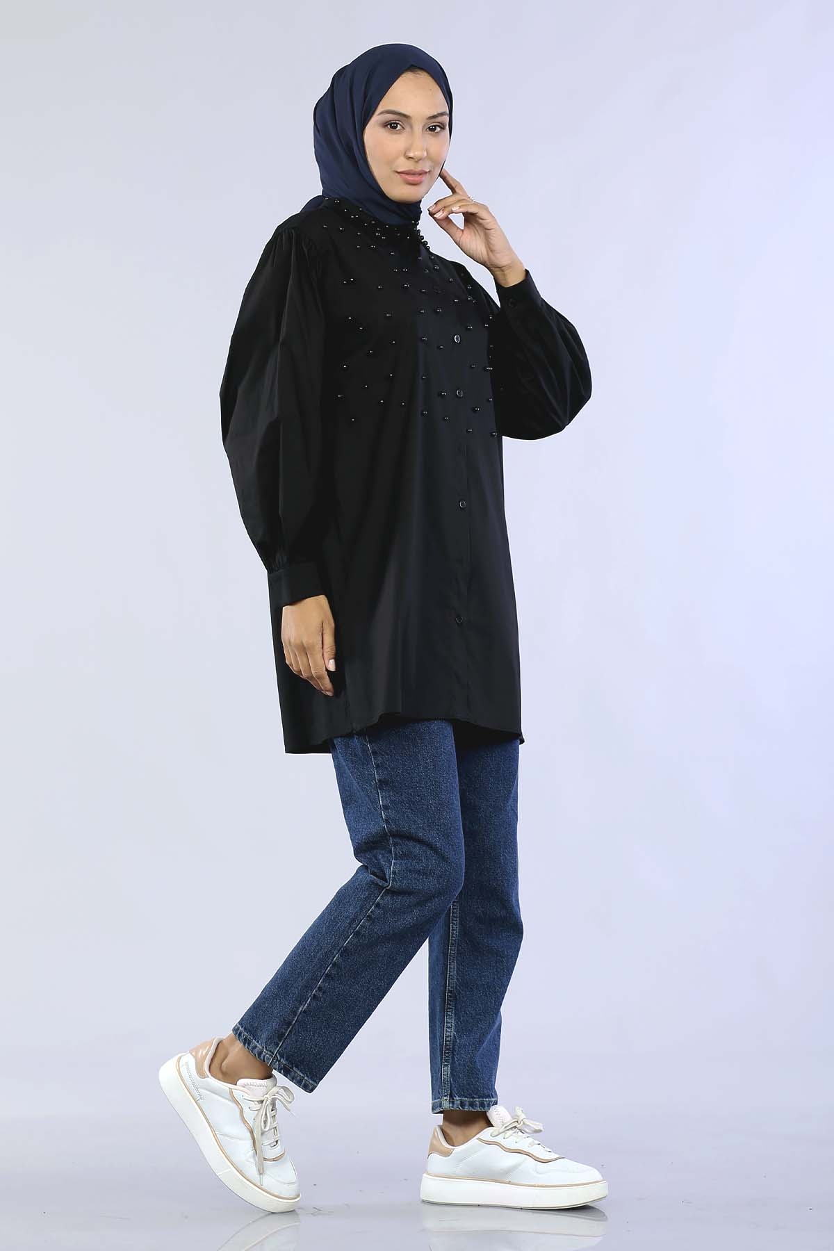 10166 Gömlek 38-42 İnci - Siyah - 1