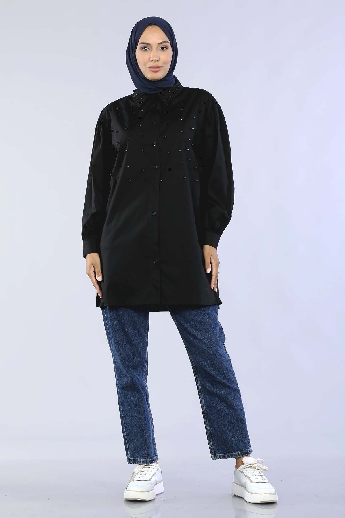 10166 Gömlek 38-42 İnci - Siyah - 2