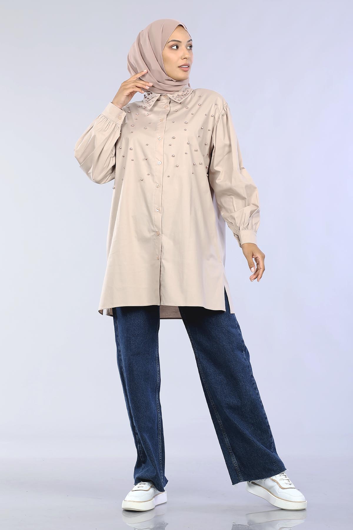 10166 Gömlek 38-42 İnci - Vizon - 1