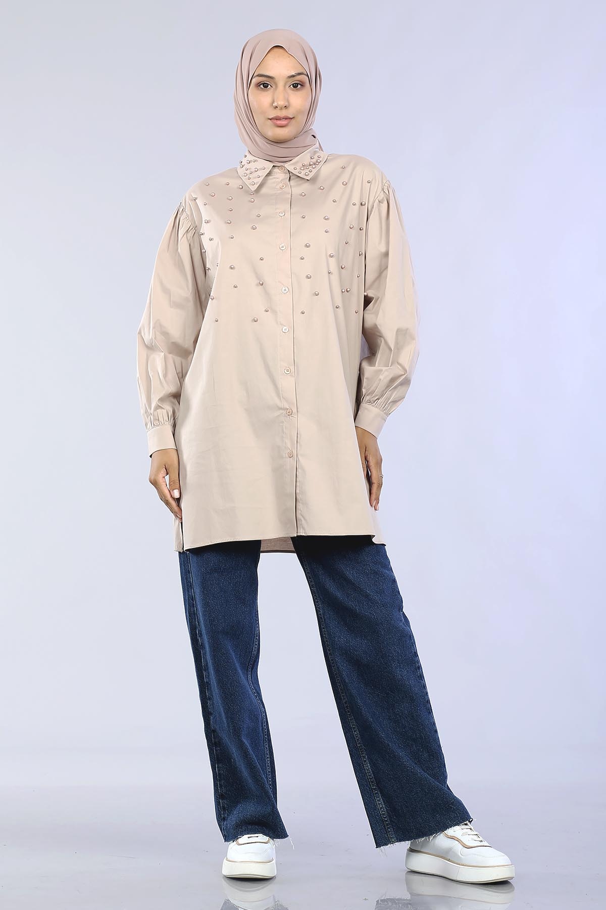 10166 Gömlek 38-42 İnci - Vizon - 2