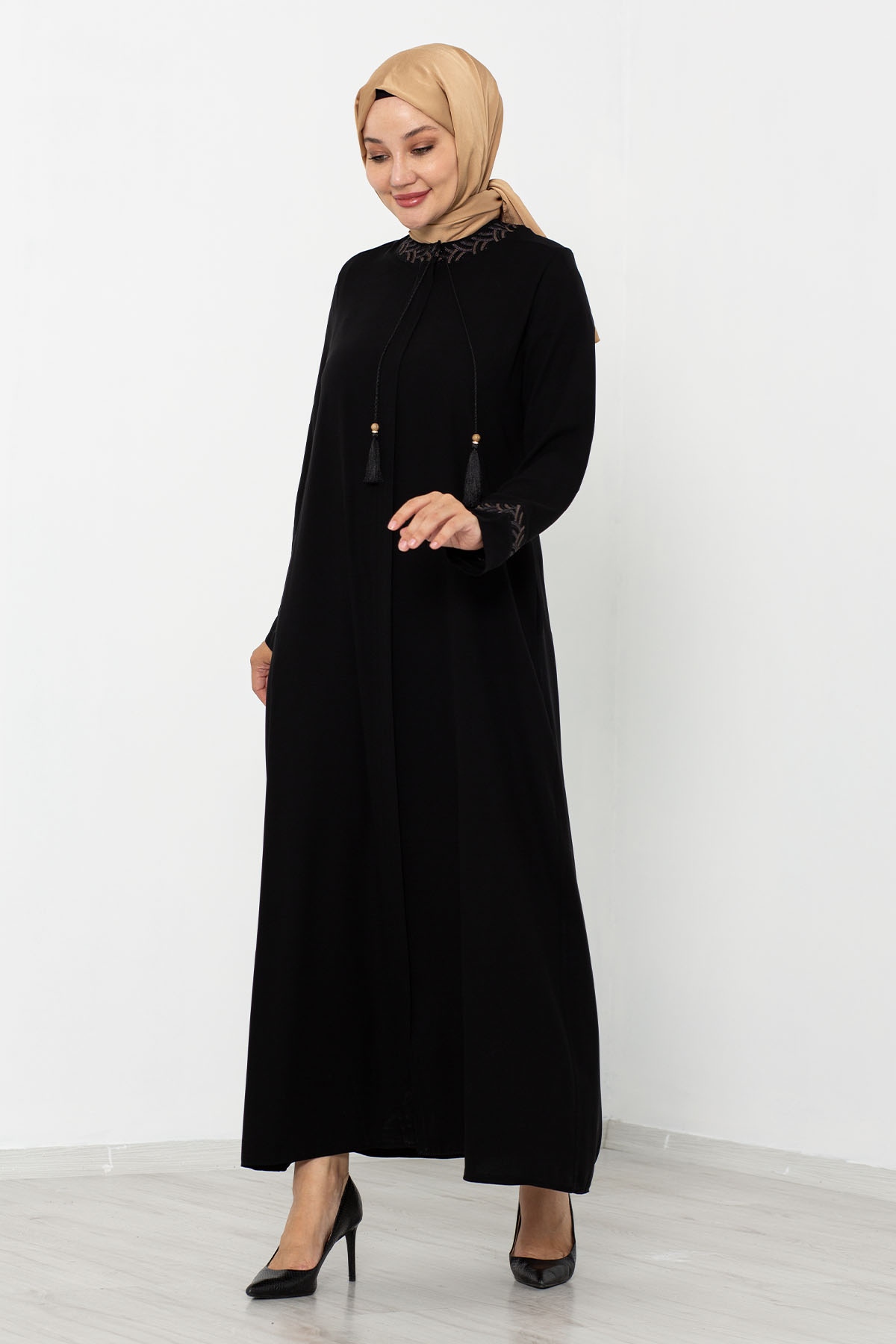 1034 Ferace 46-56 Damla - Siyah - 1