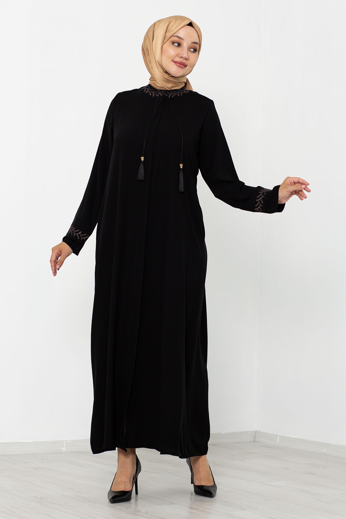 1034 Ferace 46-56 Damla - Siyah - 3