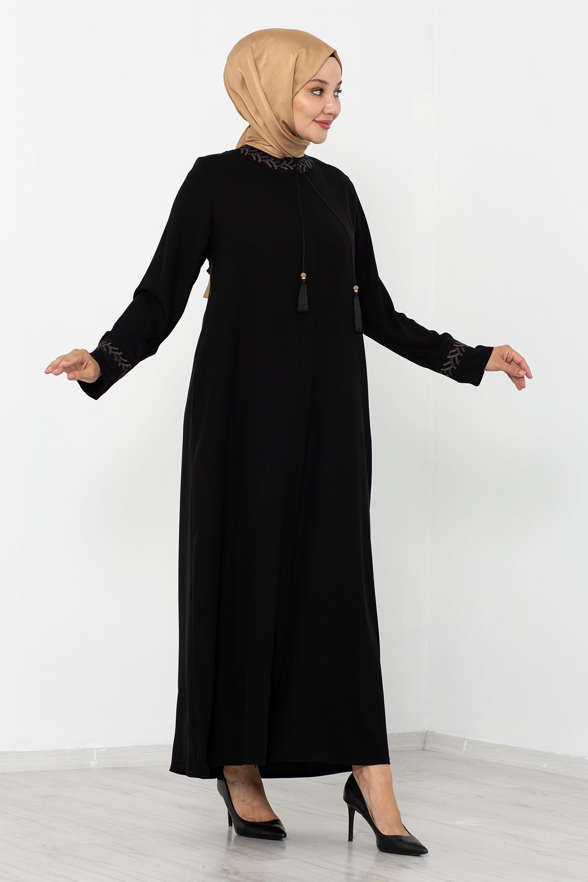 1034 Ferace 46-56 Damla - Siyah - 4