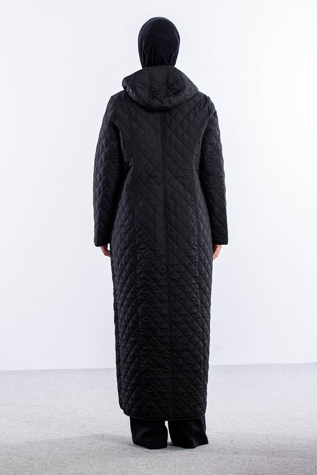 1035 Kapitone Kap 44-50 Uzun - Siyah - 4