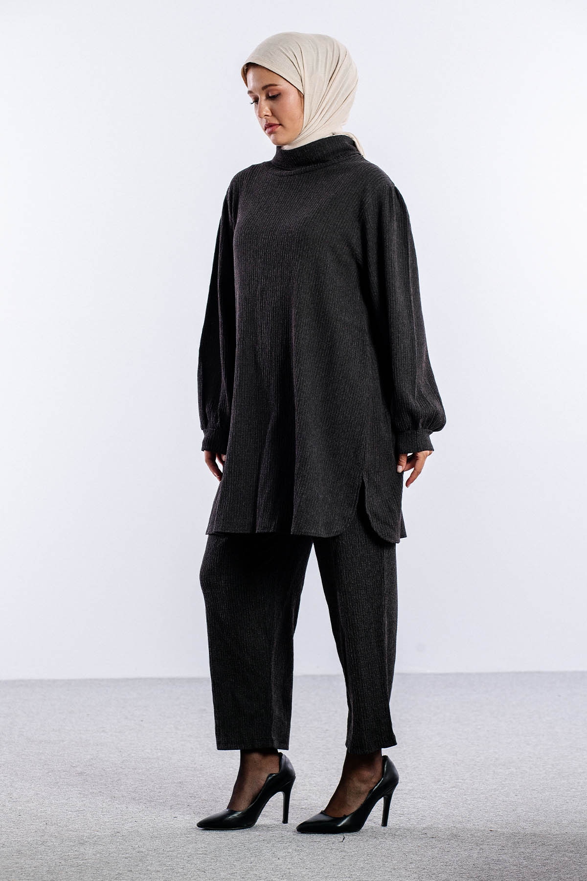 1036 Takim 44-50 Balikci Yaka - Siyah - 3