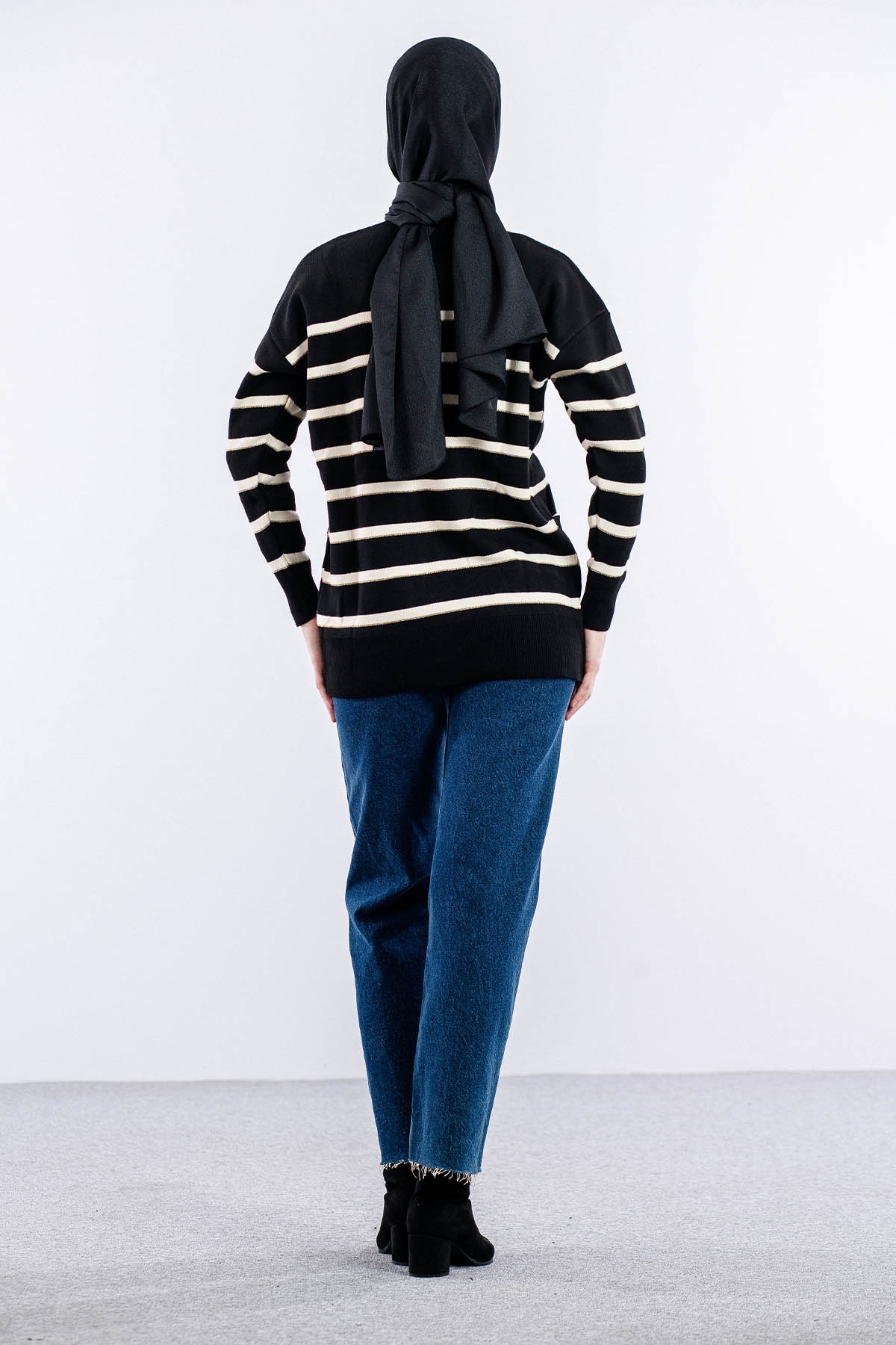 10464 Triko Ceket Tek Cepli - Siyah - 5