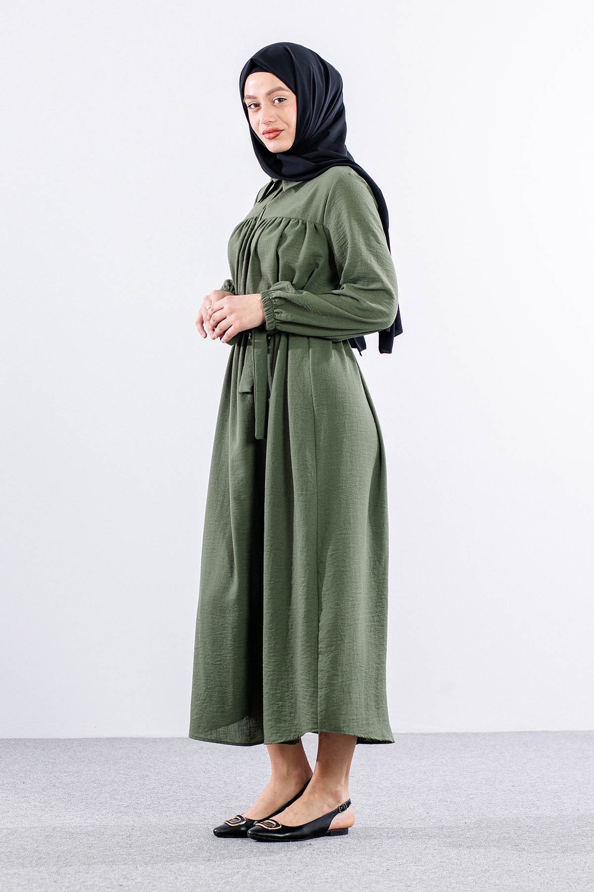 1063 Elbise 44-52 Roba - Haki - 3