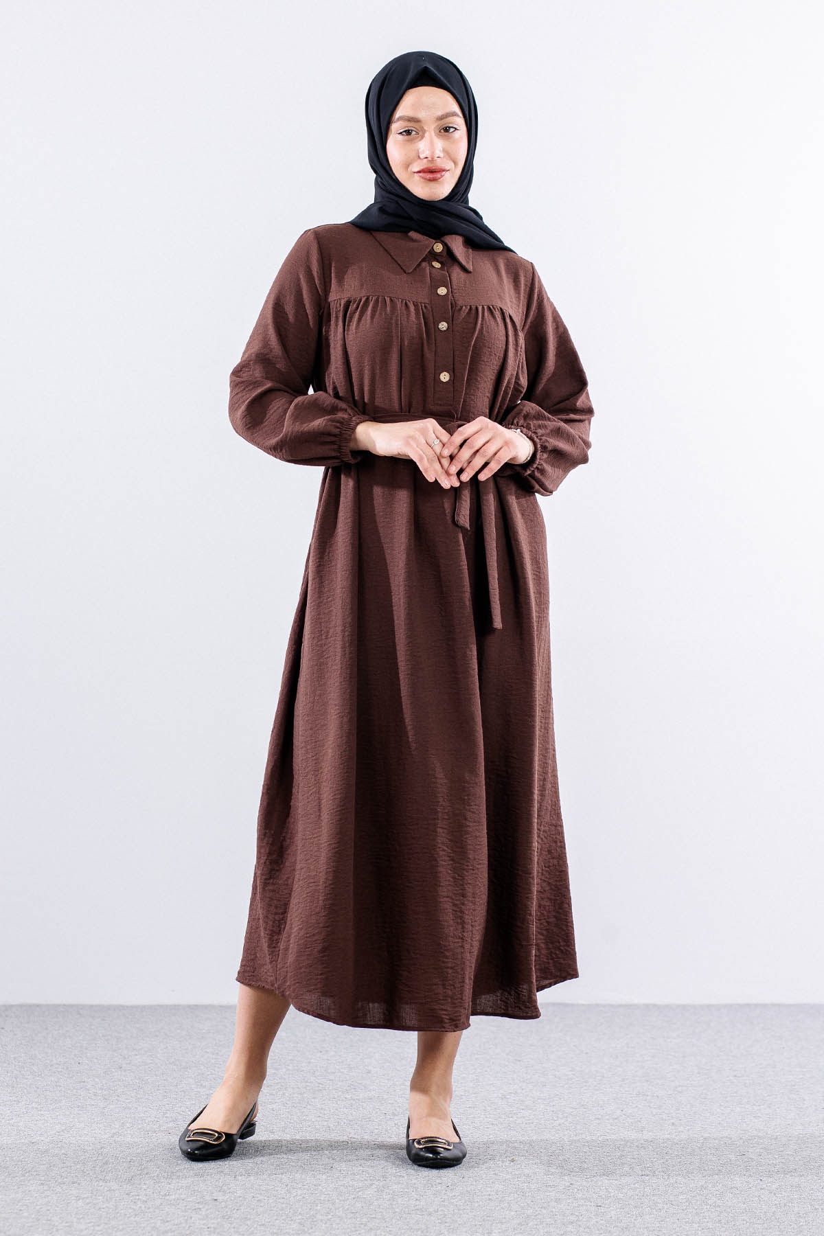 1063 Elbise 44-52 Roba - Kahve - 2