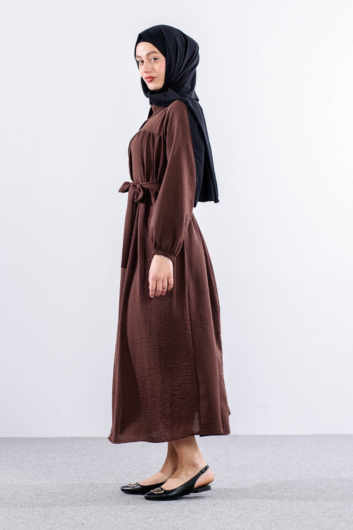 1063 Elbise 44-52 Roba - Kahve - 4