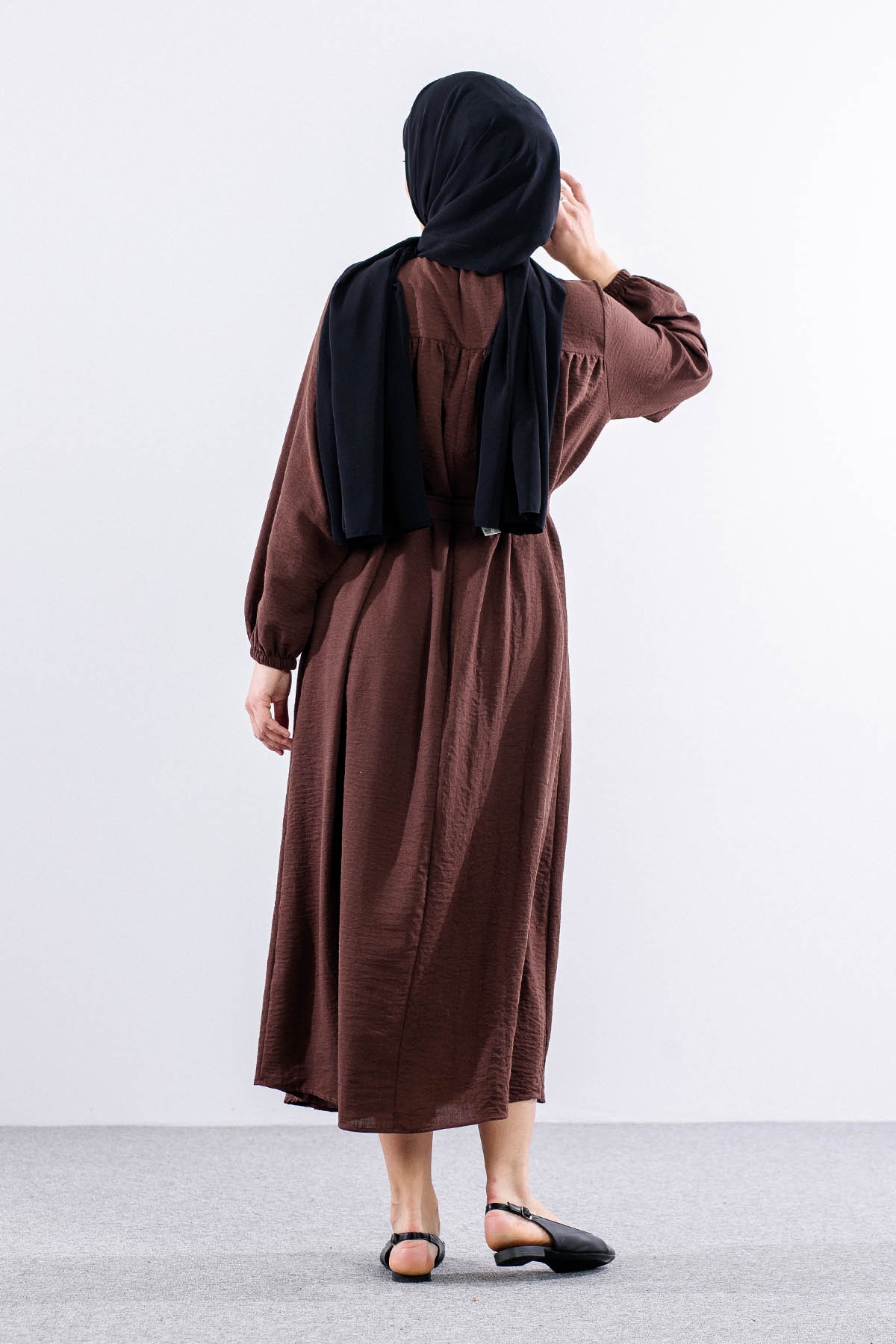 1063 Elbise 44-52 Roba - Kahve - 5