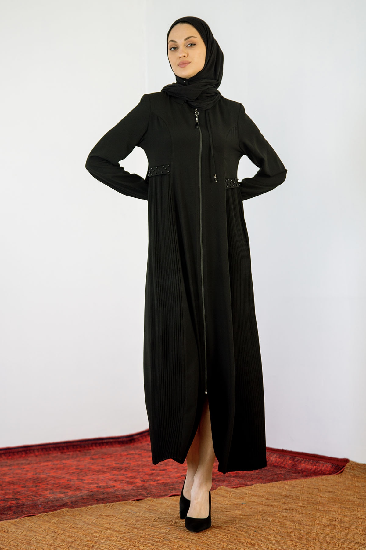 1072 Ferace 44-54 - Siyah - 1