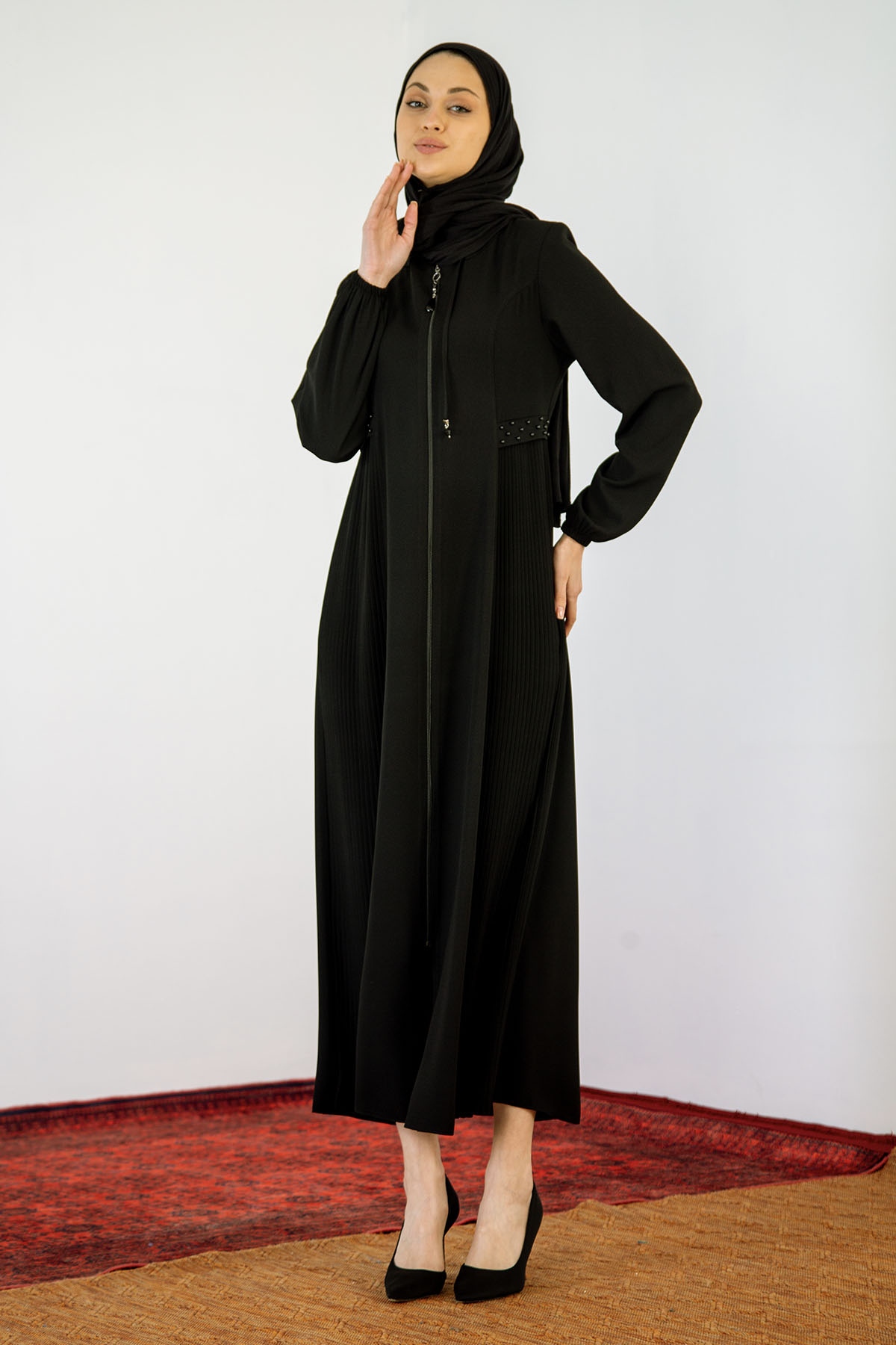 1072 Ferace 44-54 - Siyah - 2