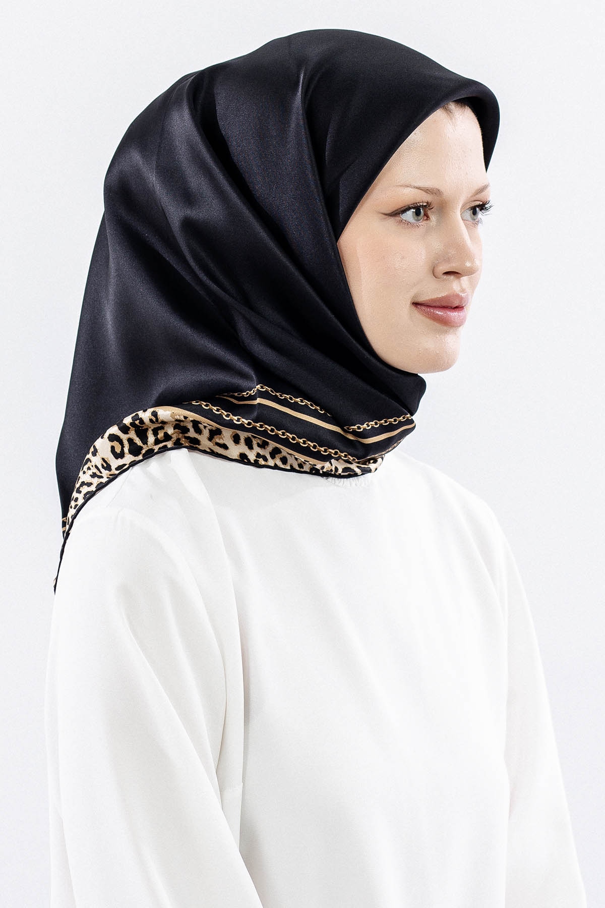 10748 İpek Eşarp 90*90 Sura Kumas - Siyah - 2