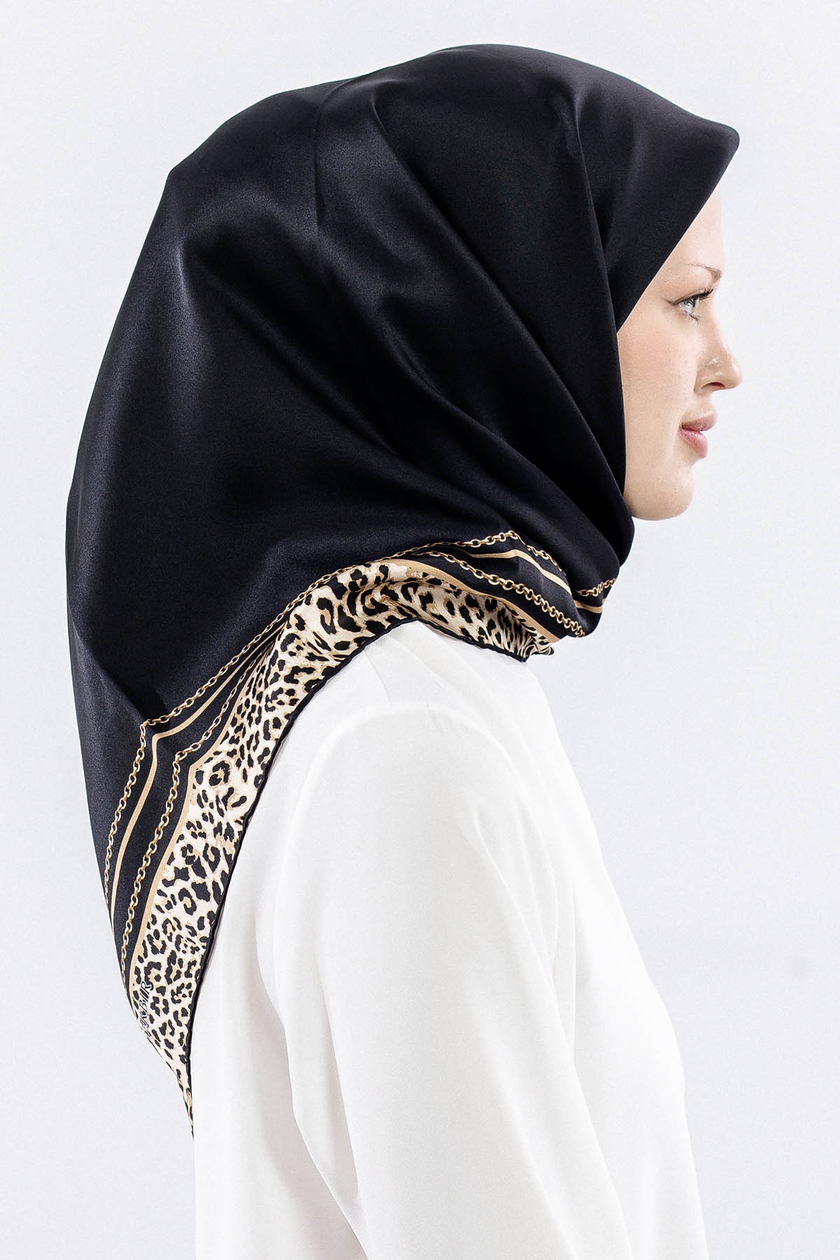 10748 İpek Eşarp 90*90 Sura Kumas - Siyah - 3