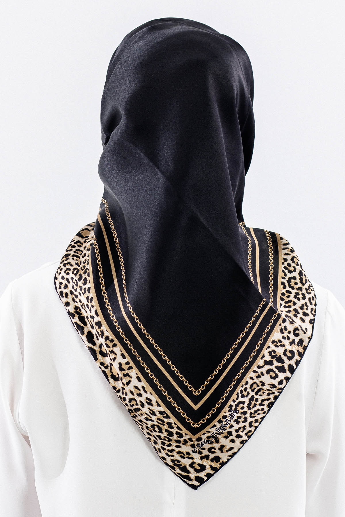 10748 İpek Eşarp 90*90 Sura Kumas - Siyah - 4