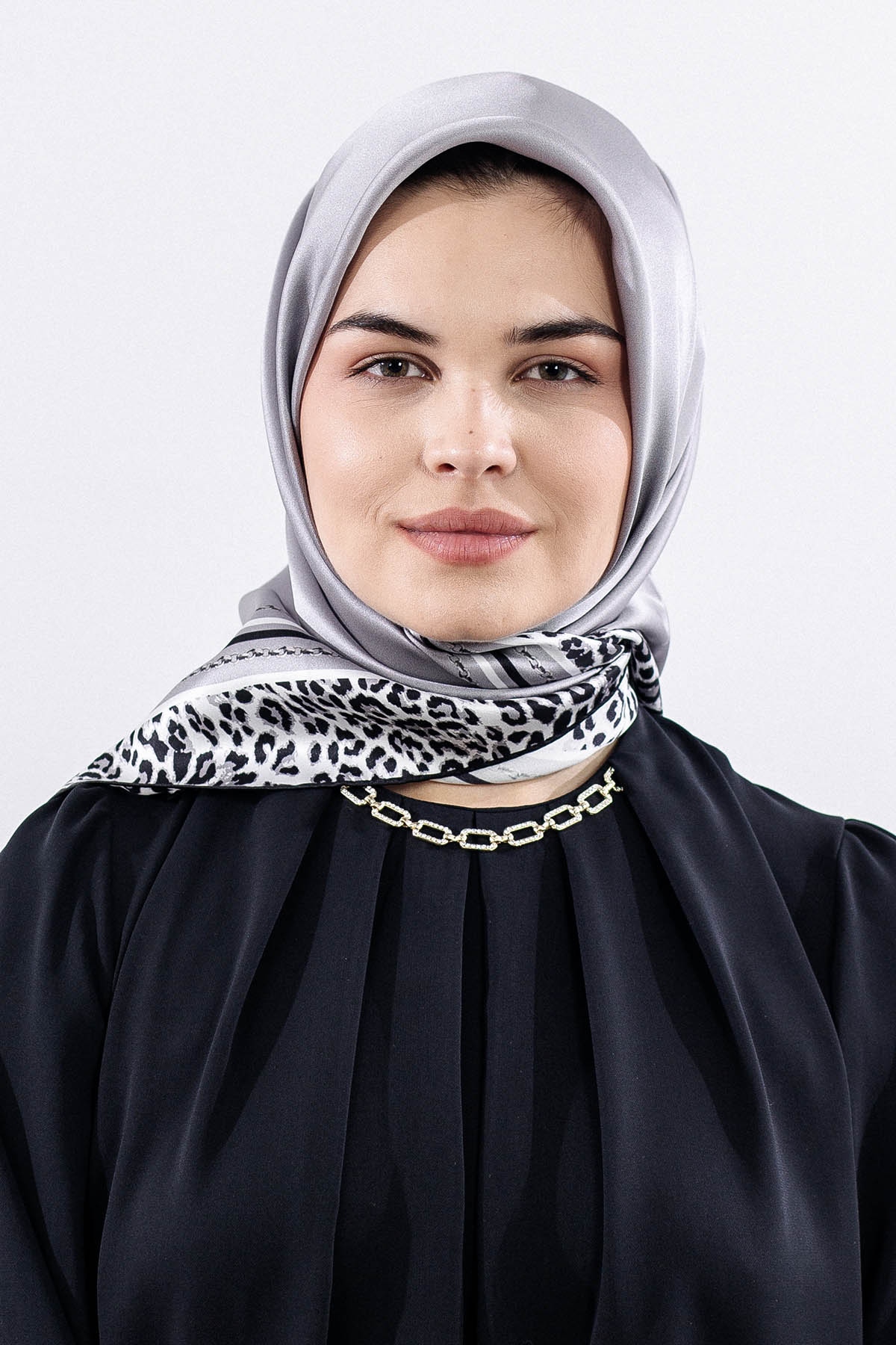 10748 İpek Eşarp Leo - Gumus - 1