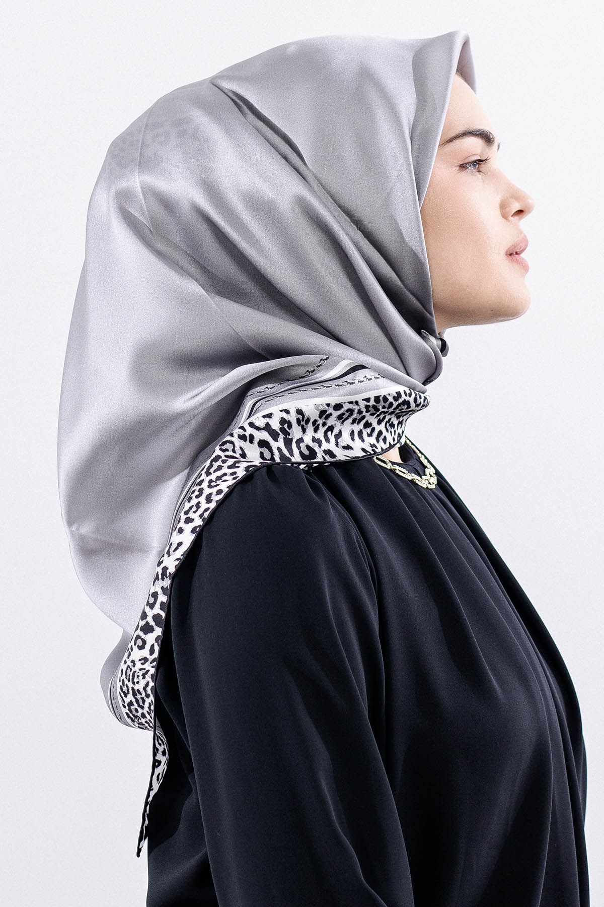 10748 İpek Eşarp Leo - Gumus - 3