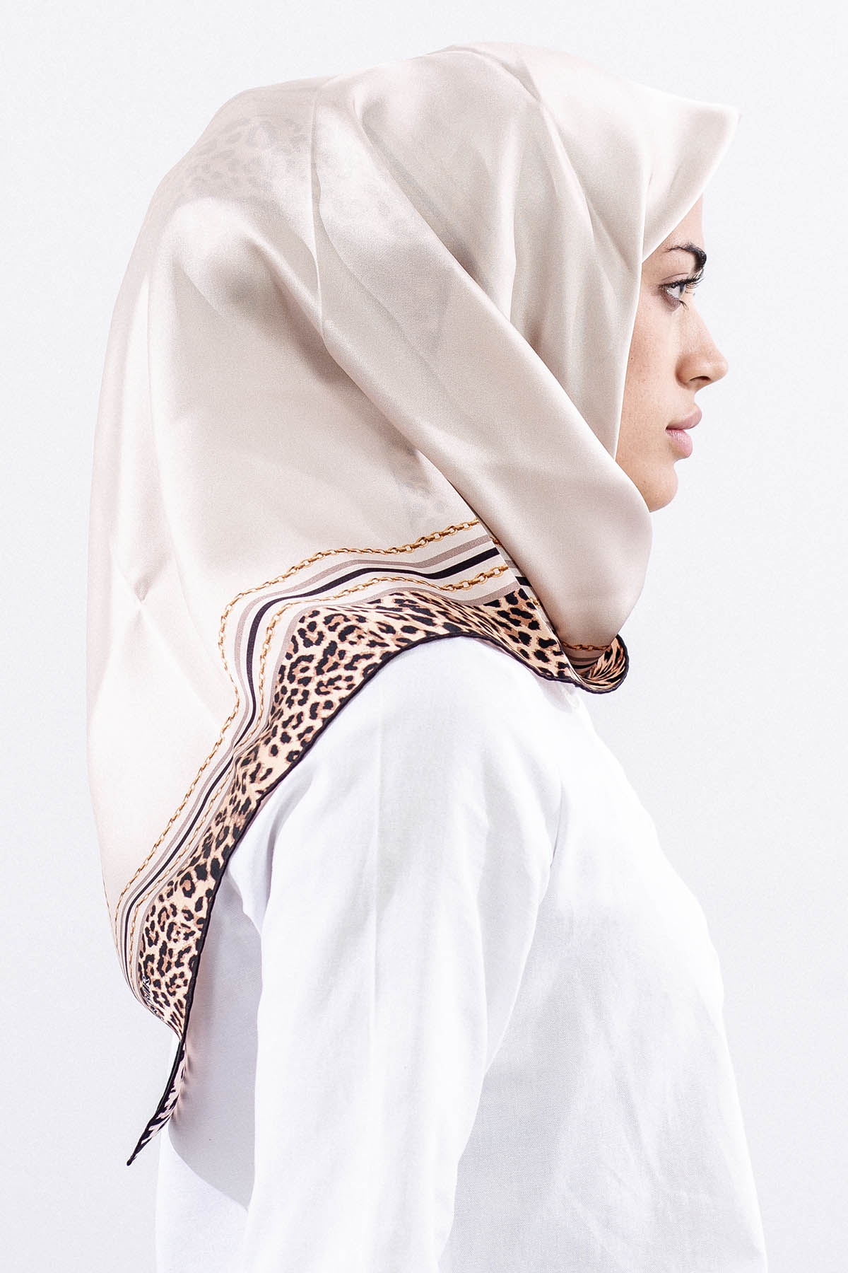 10748 İpek Eşarp Leo - Krem - 3