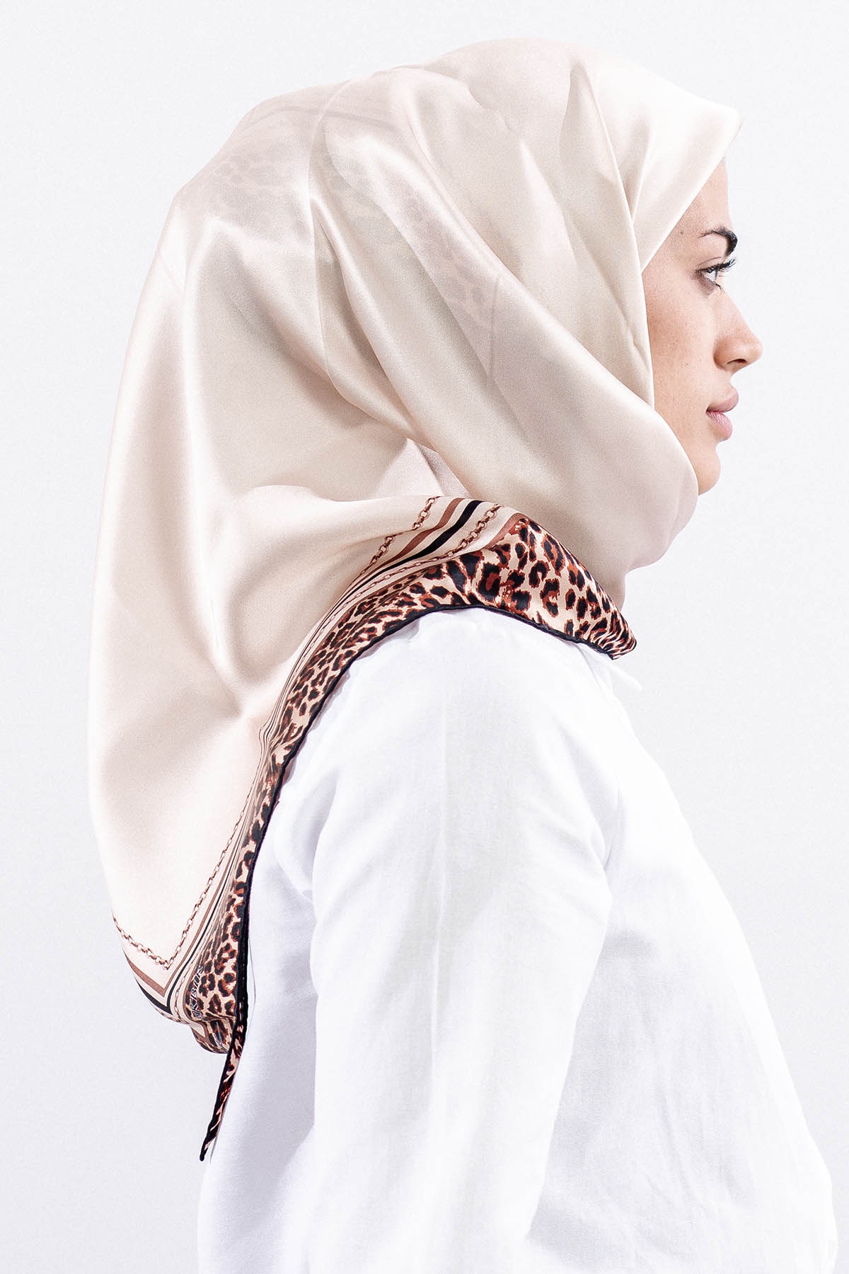 10748 İpek Eşarp Leo - Krem_kahve - 3