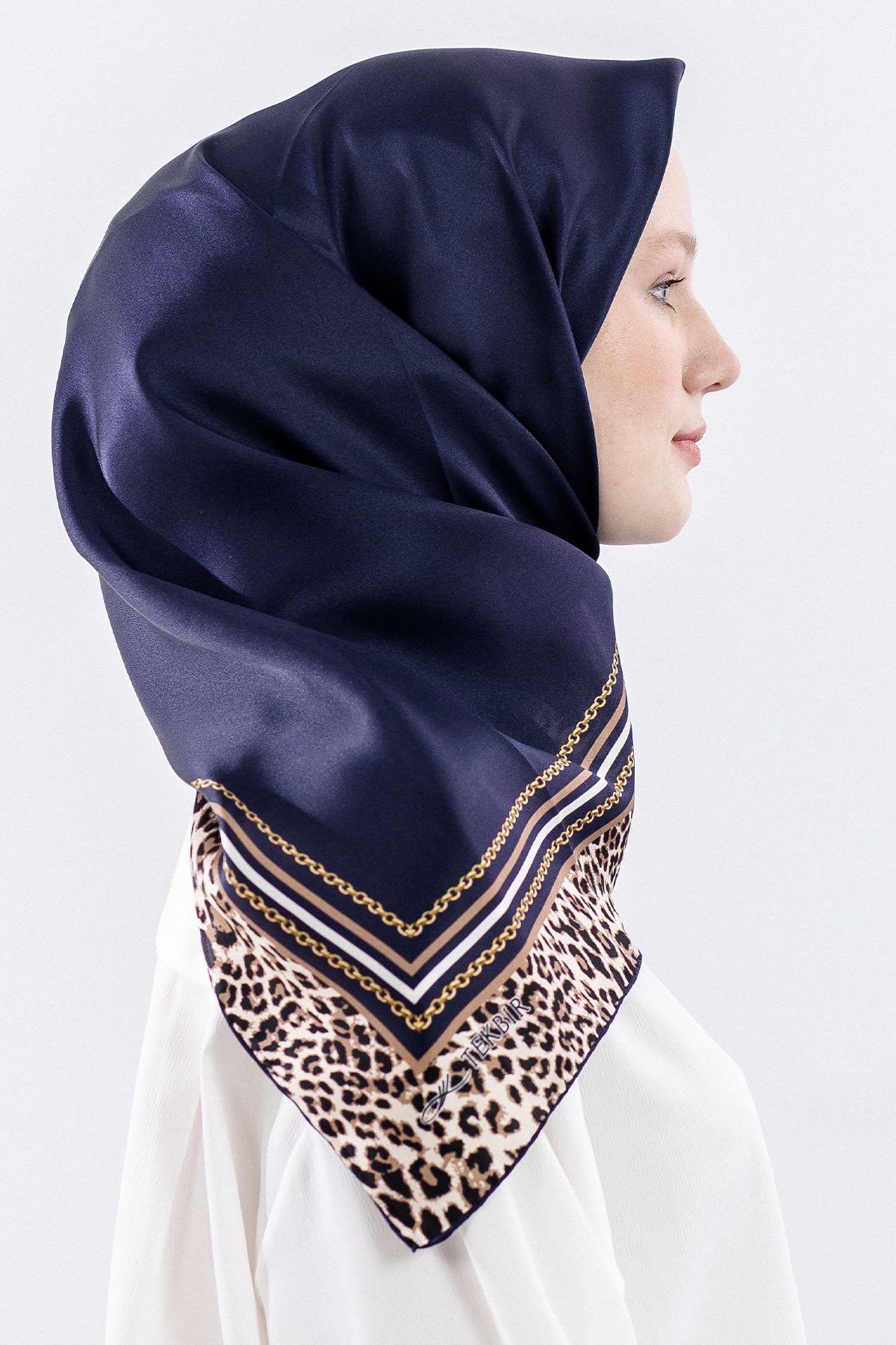 10748 İpek Eşarp Leo - Lacivert - 3
