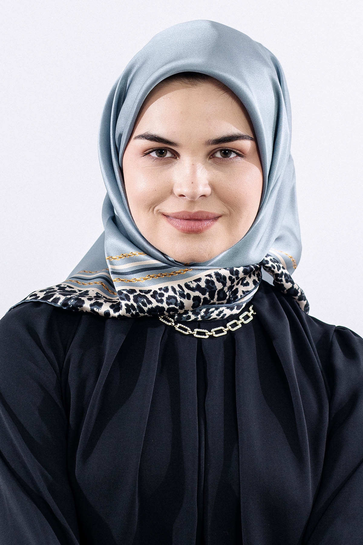 10748 İpek Eşarp Leo - Mavi - 1