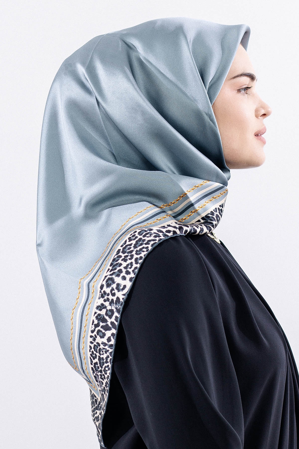 10748 İpek Eşarp Leo - Mavi - 3