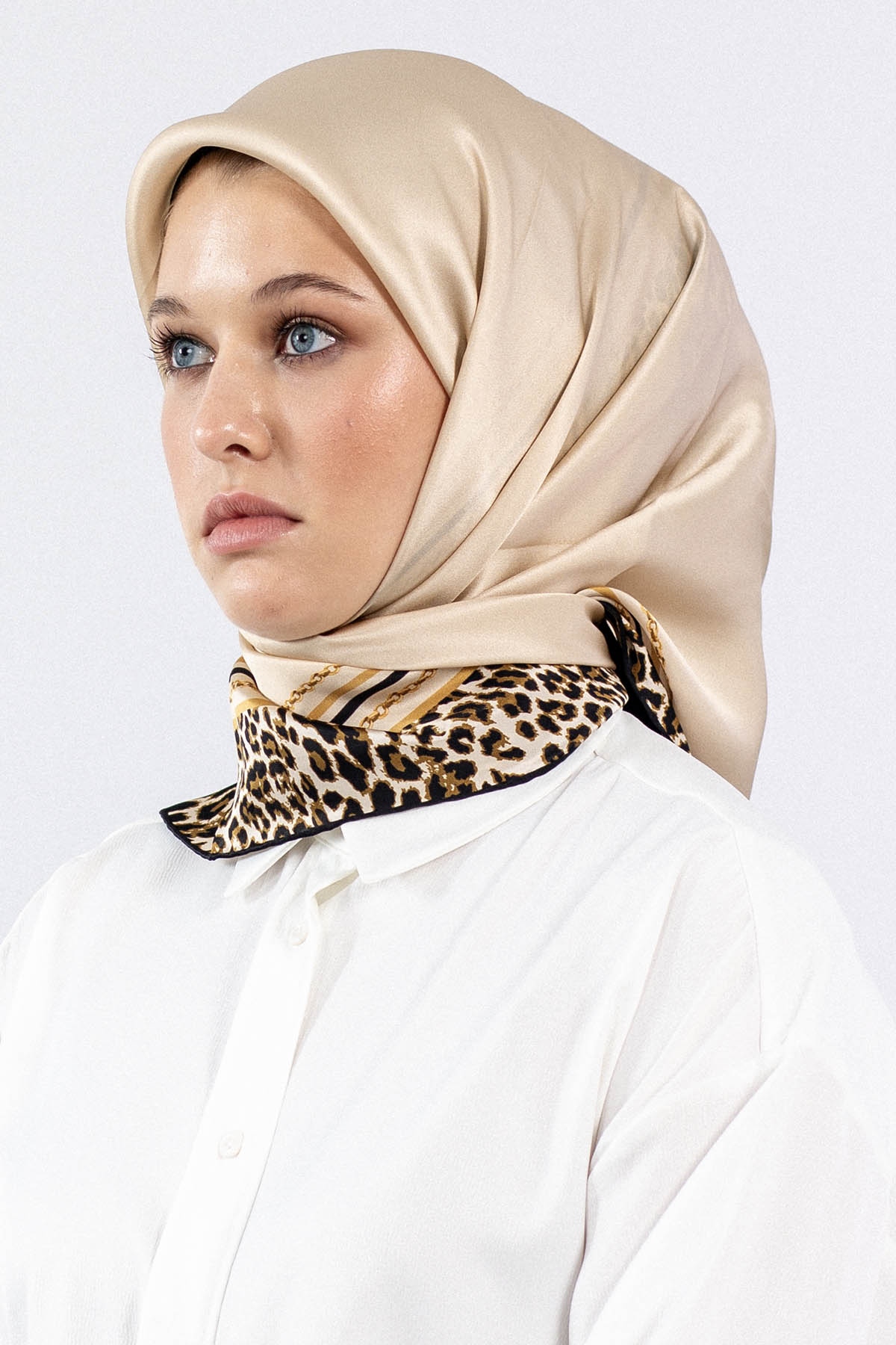 10748 İpek Eşarp Sura - Bej - 1