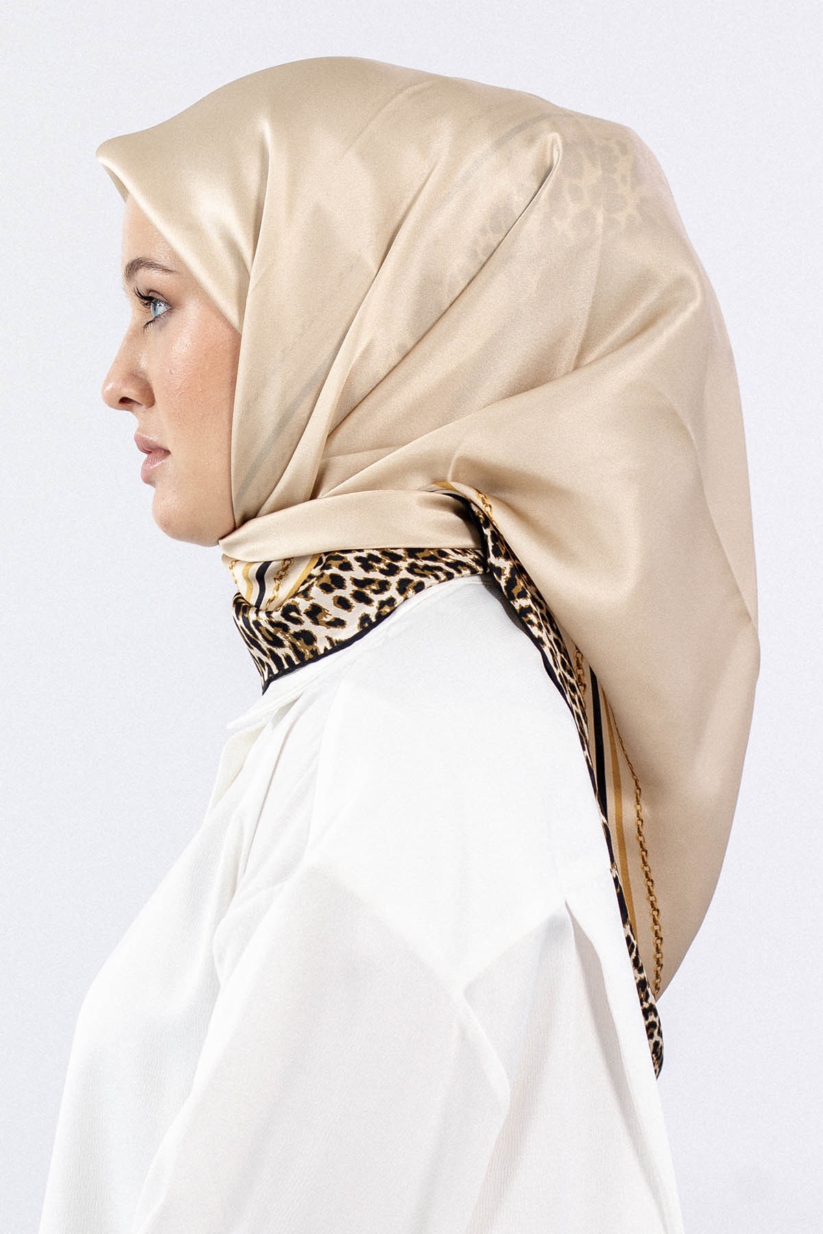 10748 İpek Eşarp Sura - Bej - 2