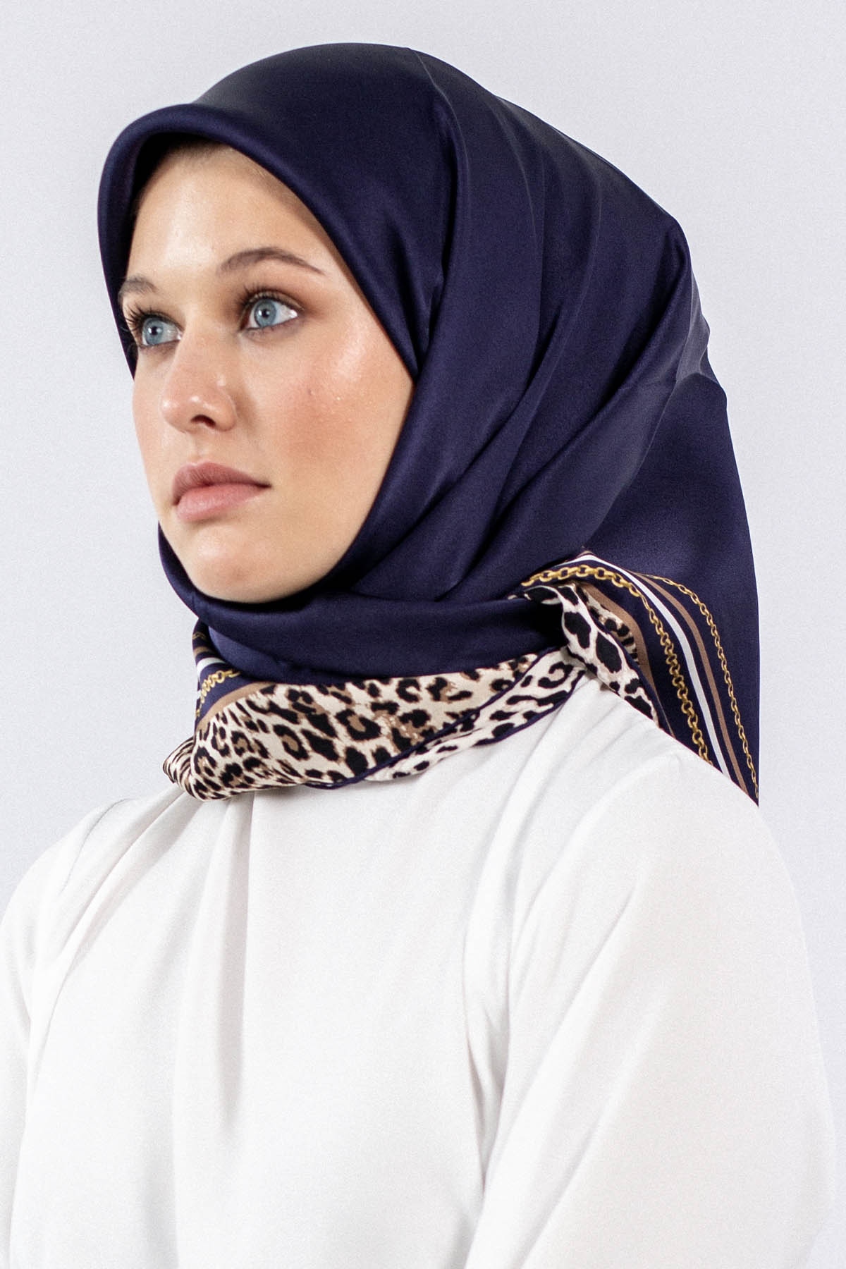 10748 İpek Eşarp Sura - Lacivert - 1