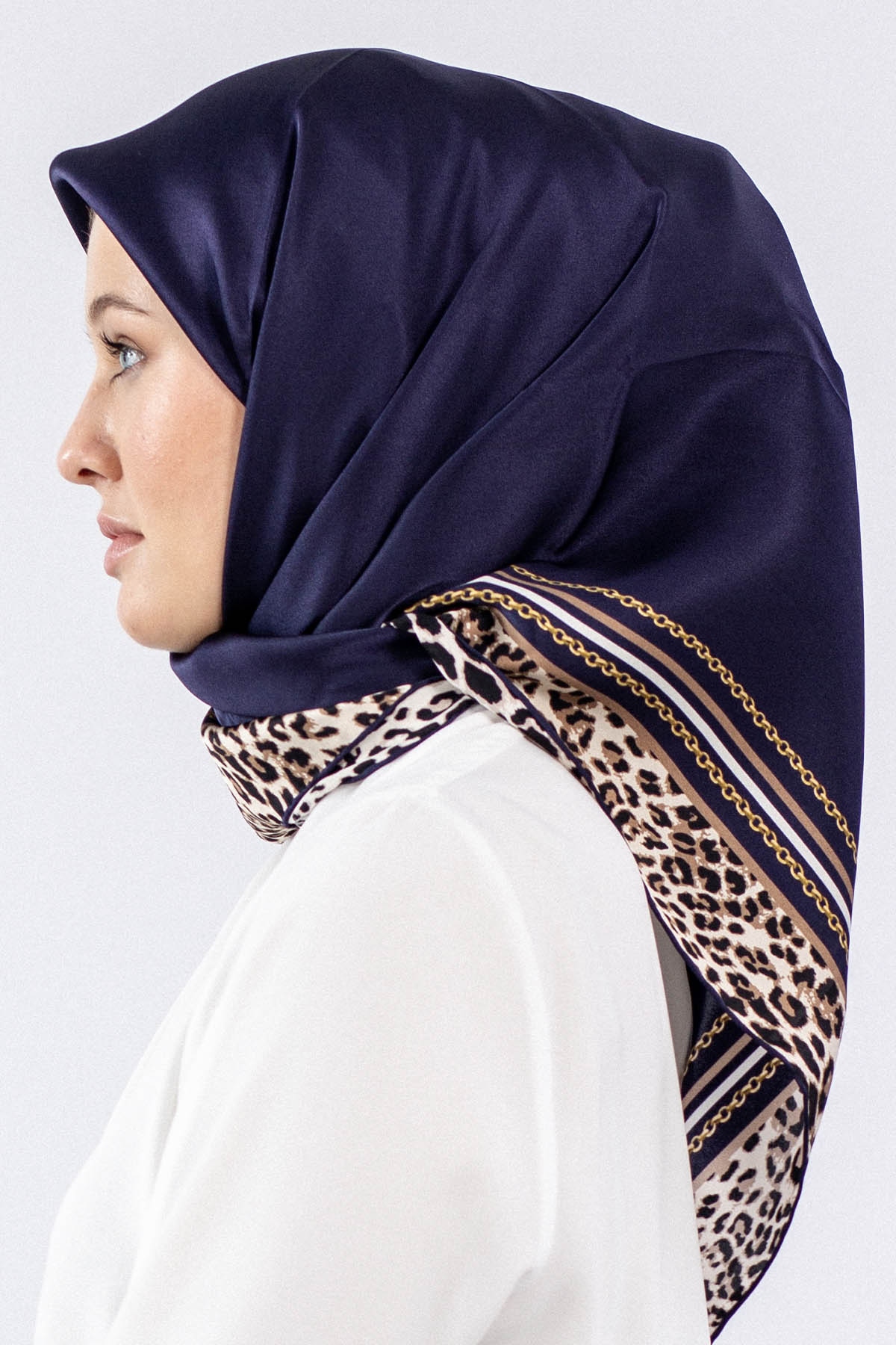 10748 İpek Eşarp Sura - Lacivert - 2