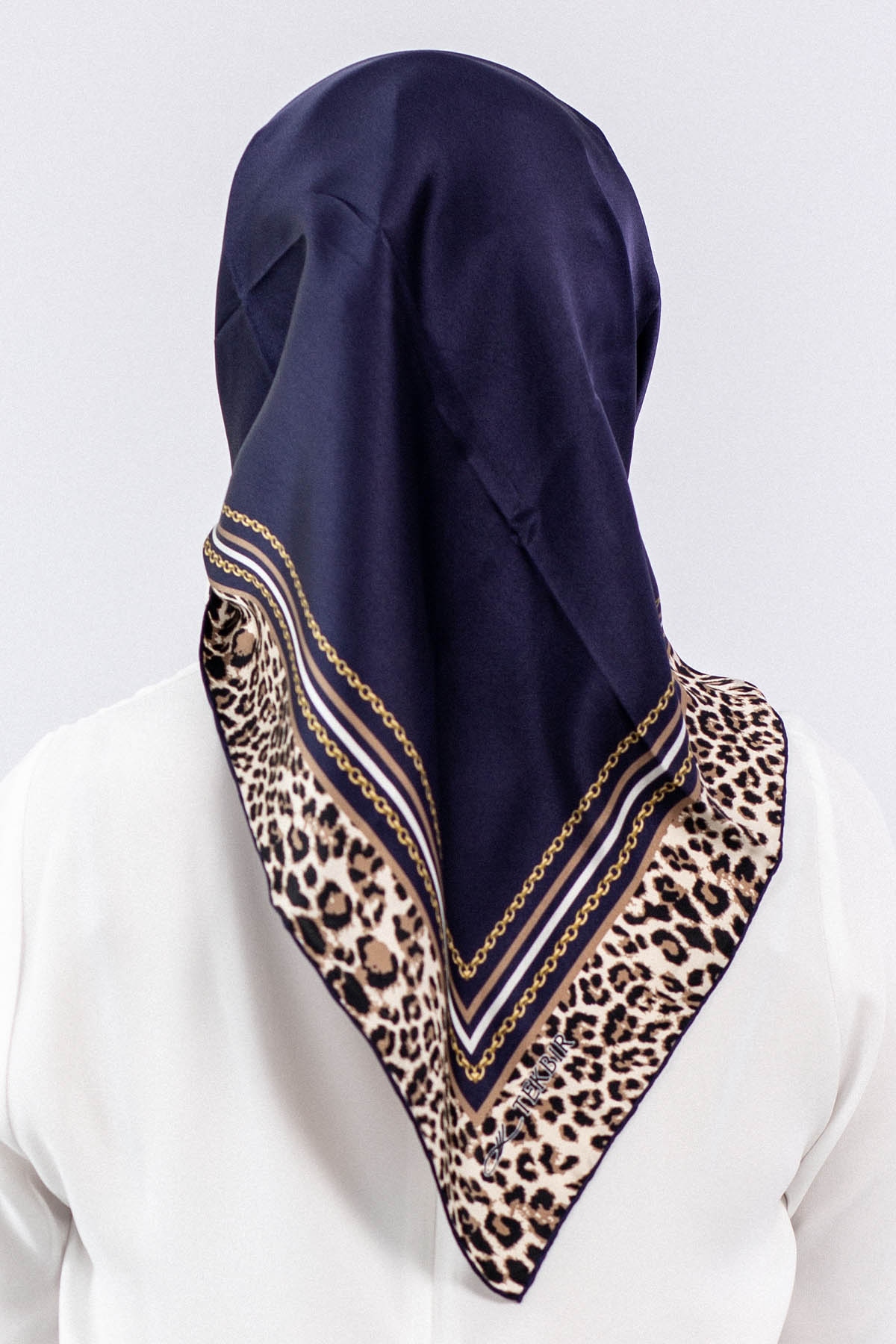 10748 İpek Eşarp Sura - Lacivert - 3