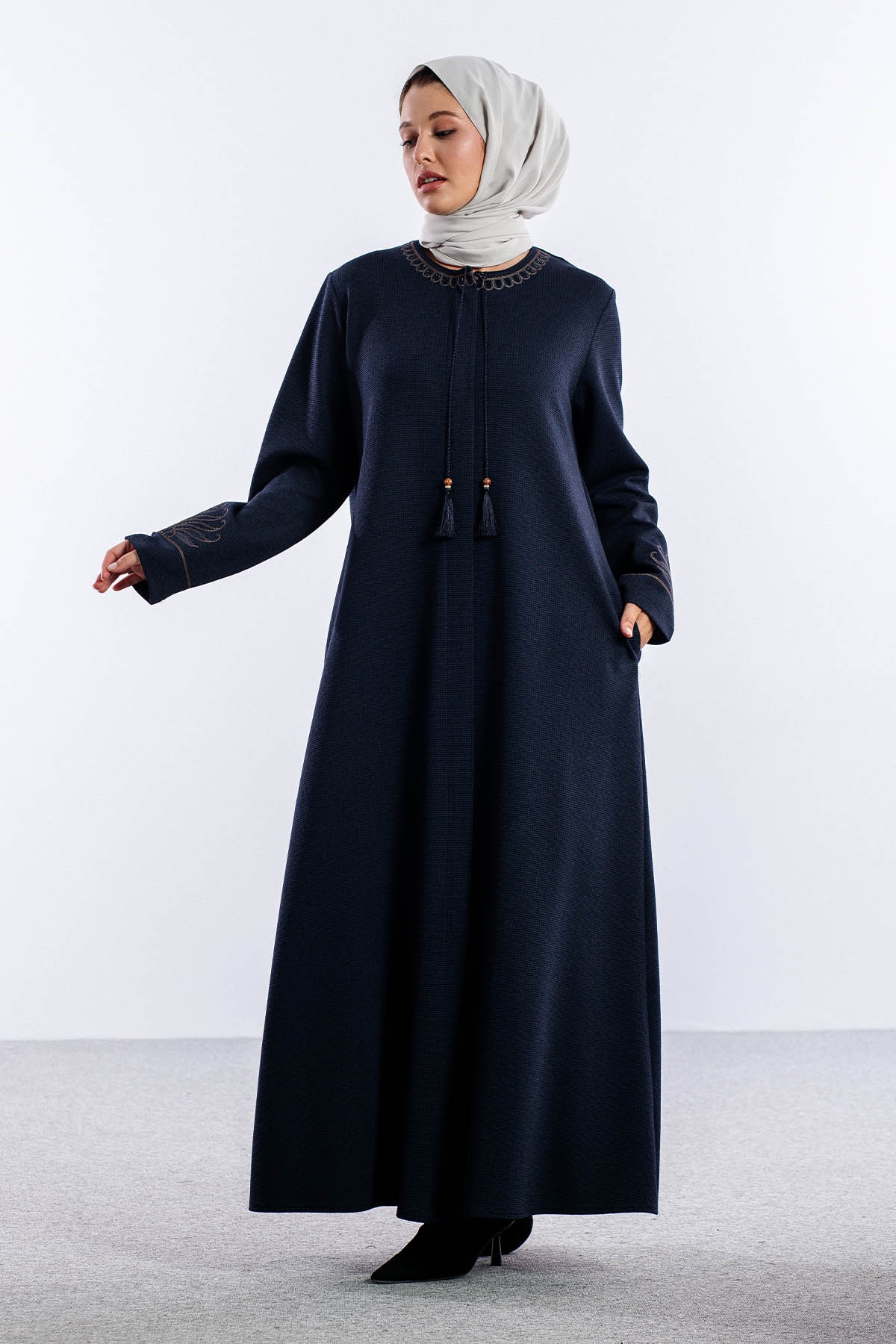 1075 Ferace 46-56 Sakine Luna Kis - Lacivert - 3