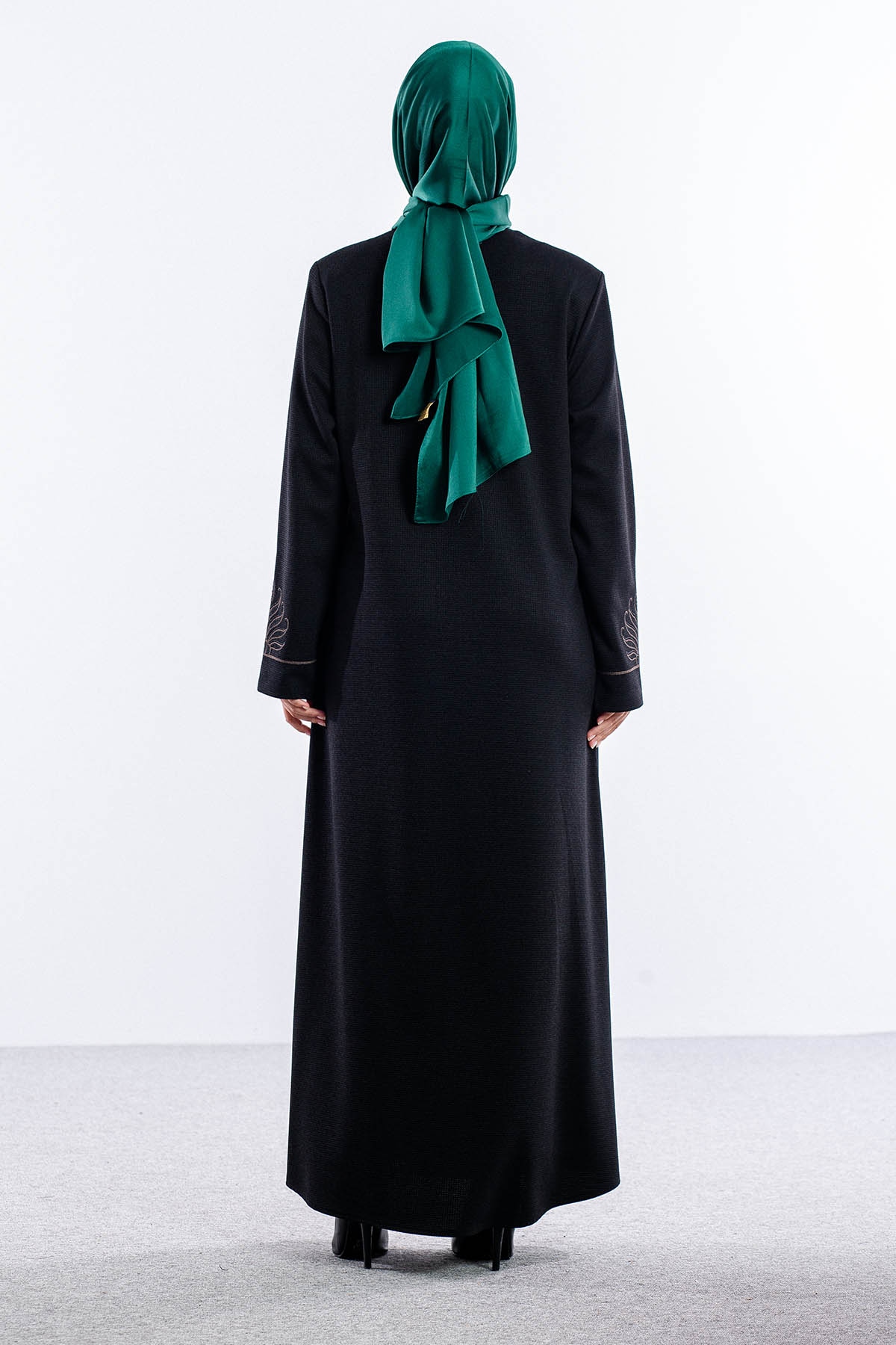 1075 Ferace 46-56 Sakine Luna Kis - Siyah - 5