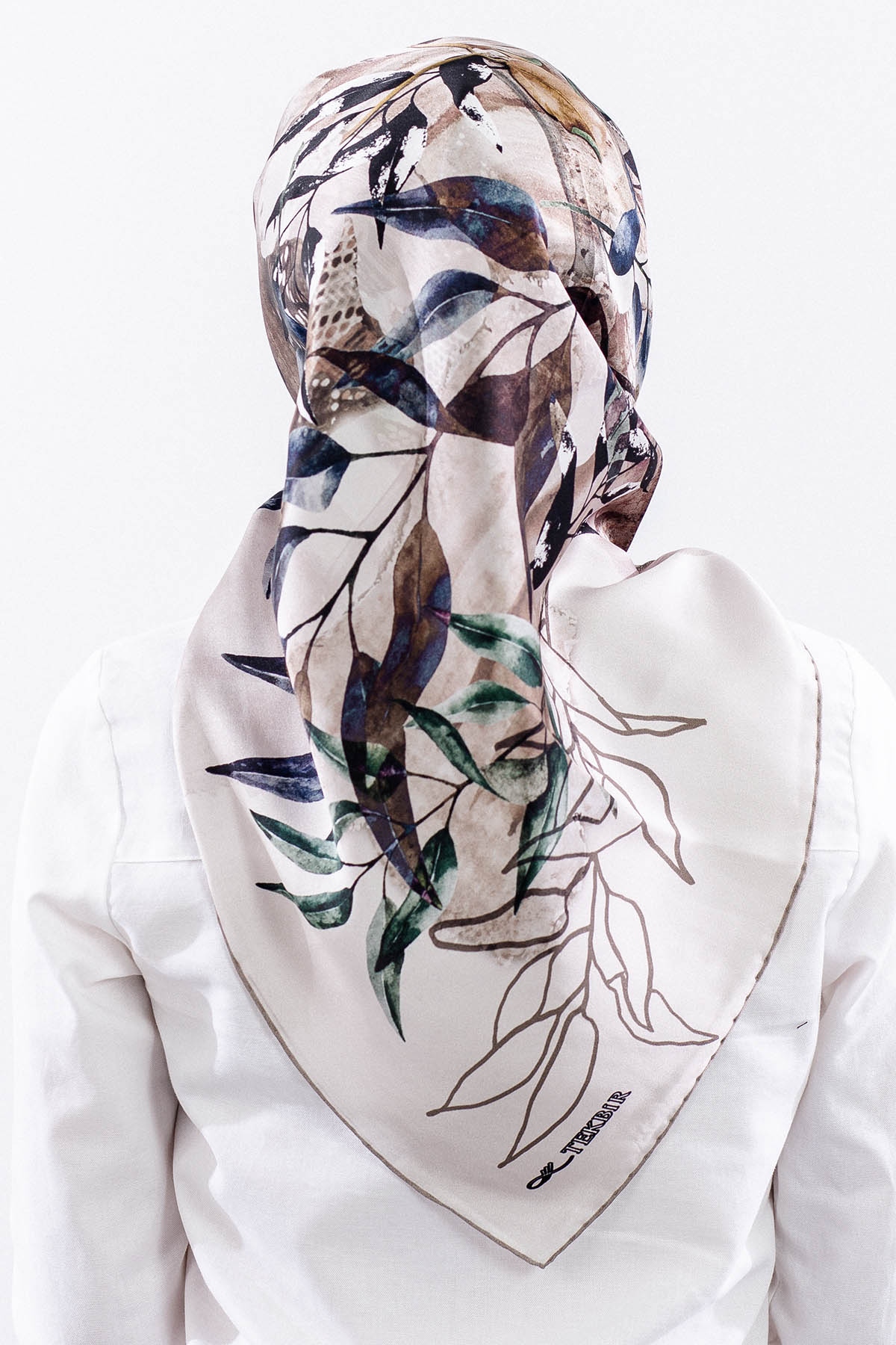 10753 İpek Eşarp 90*90 Sura Dokuma - Vizon - 4