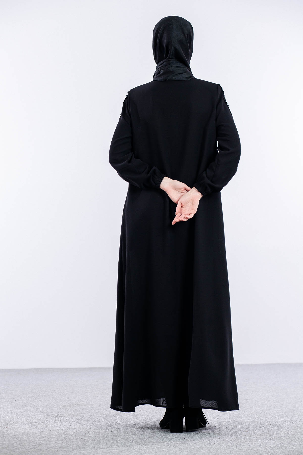 1087 şik Ferace 42-54 İşli - Siyah - 5