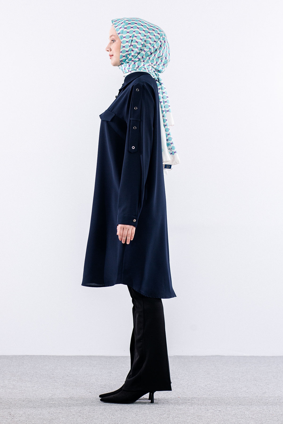 1090 Tunik 44-54 Omuz Kusgozu - Lacivert - 4