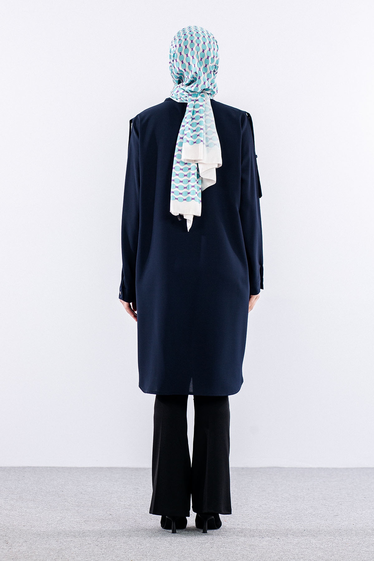 1090 Tunik 44-54 Omuz Kusgozu - Lacivert - 5