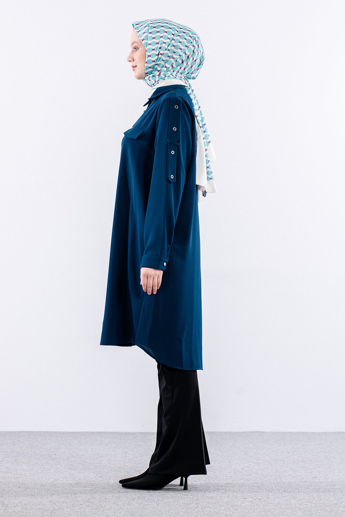 1090 Tunik 44-54 Omuz Kusgozu - Petrol - 4