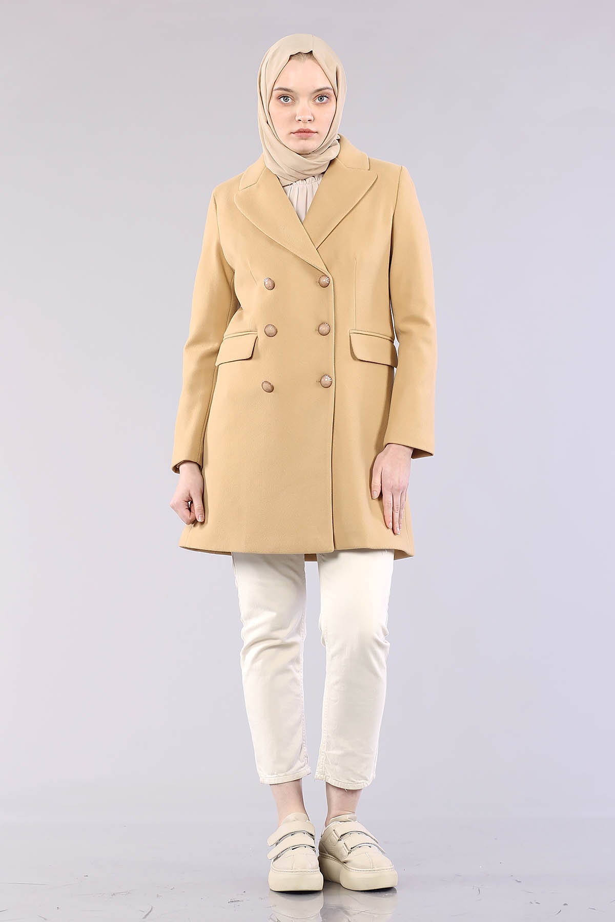 1109-50 çift Düğme Kap S-m-l - Camel - 1