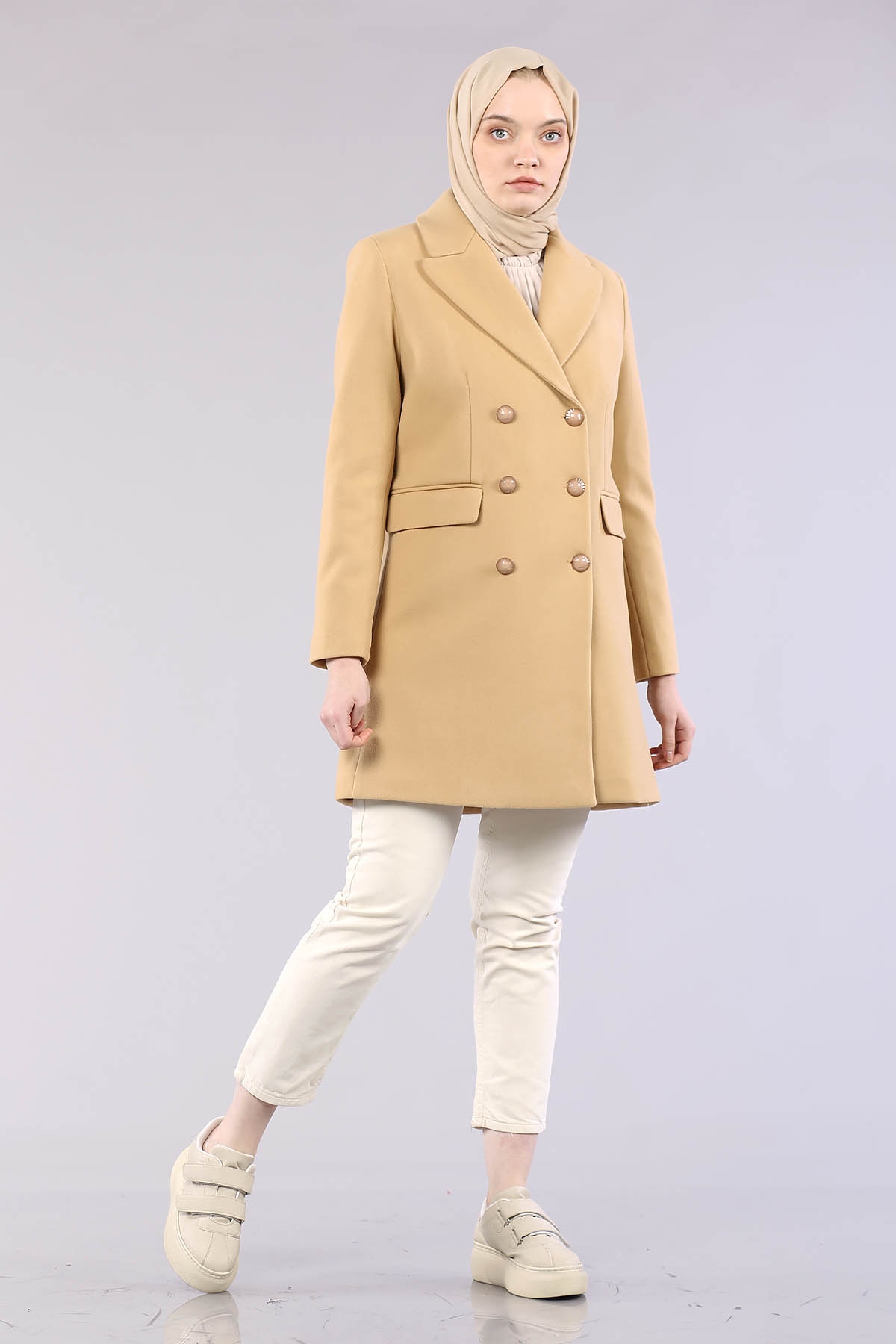 1109-50 çift Düğme Kap S-m-l - Camel - 3