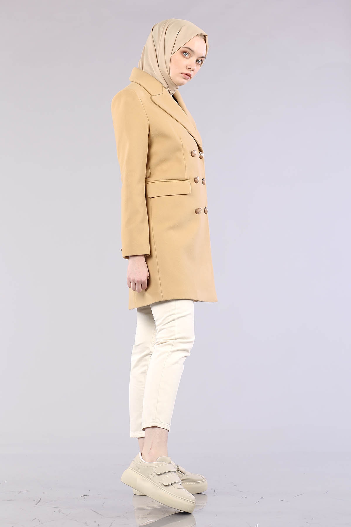 1109-50 çift Düğme Kap S-m-l - Camel - 4