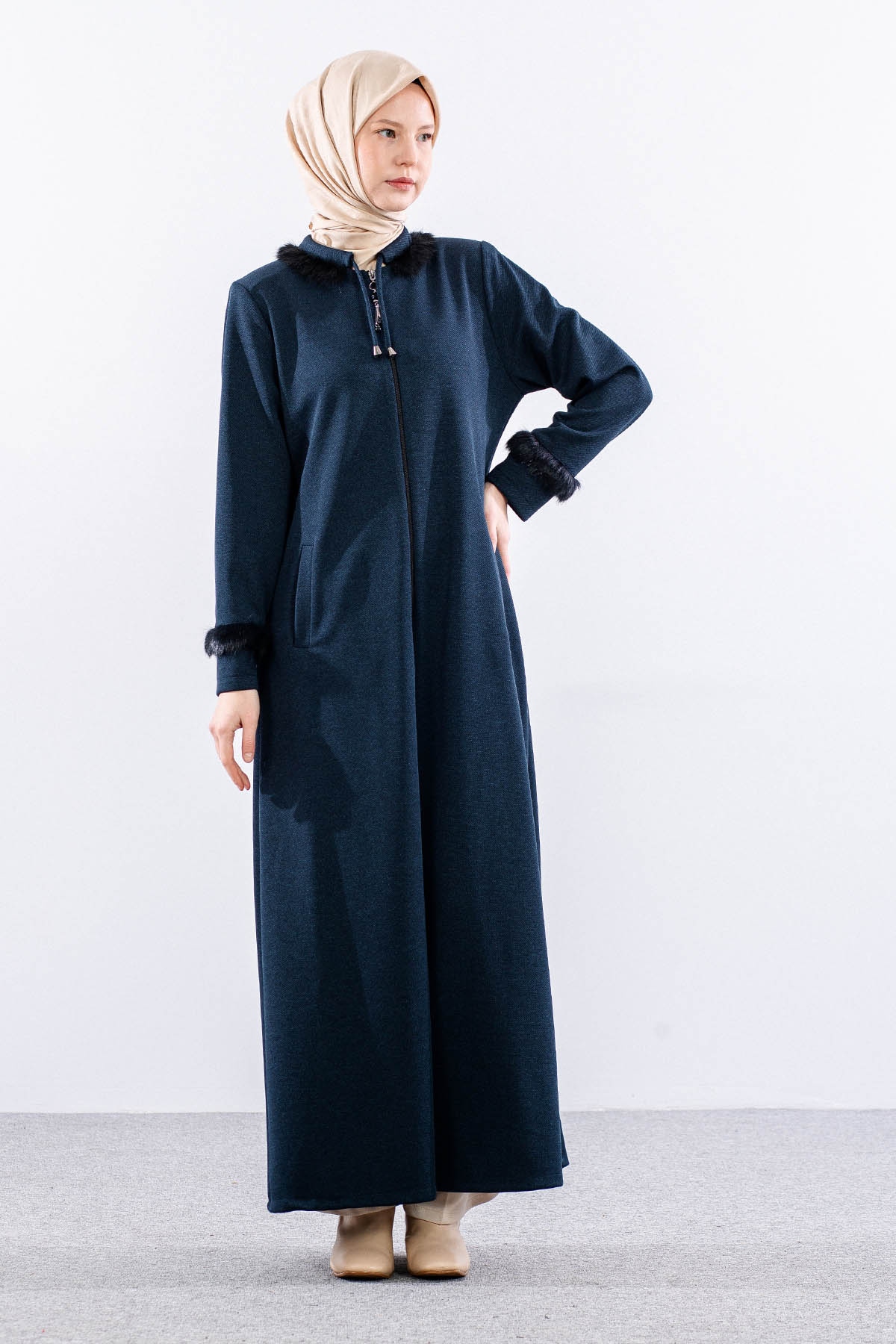 1173 Ferace 42-52 Kurk Detay Kis Kumas - Lacivert - 1