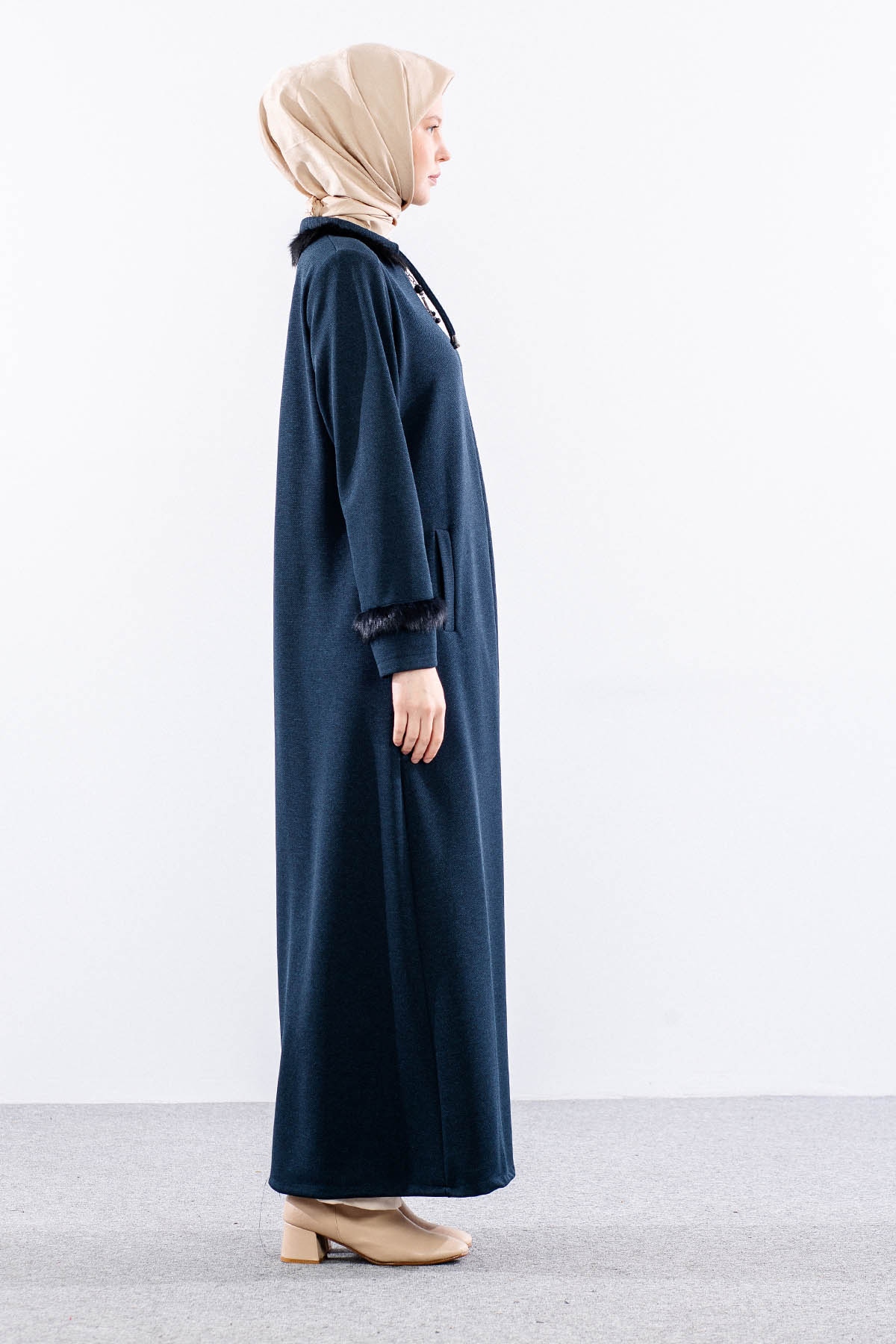 1173 Ferace 42-52 Kurk Detay Kis Kumas - Lacivert - 3