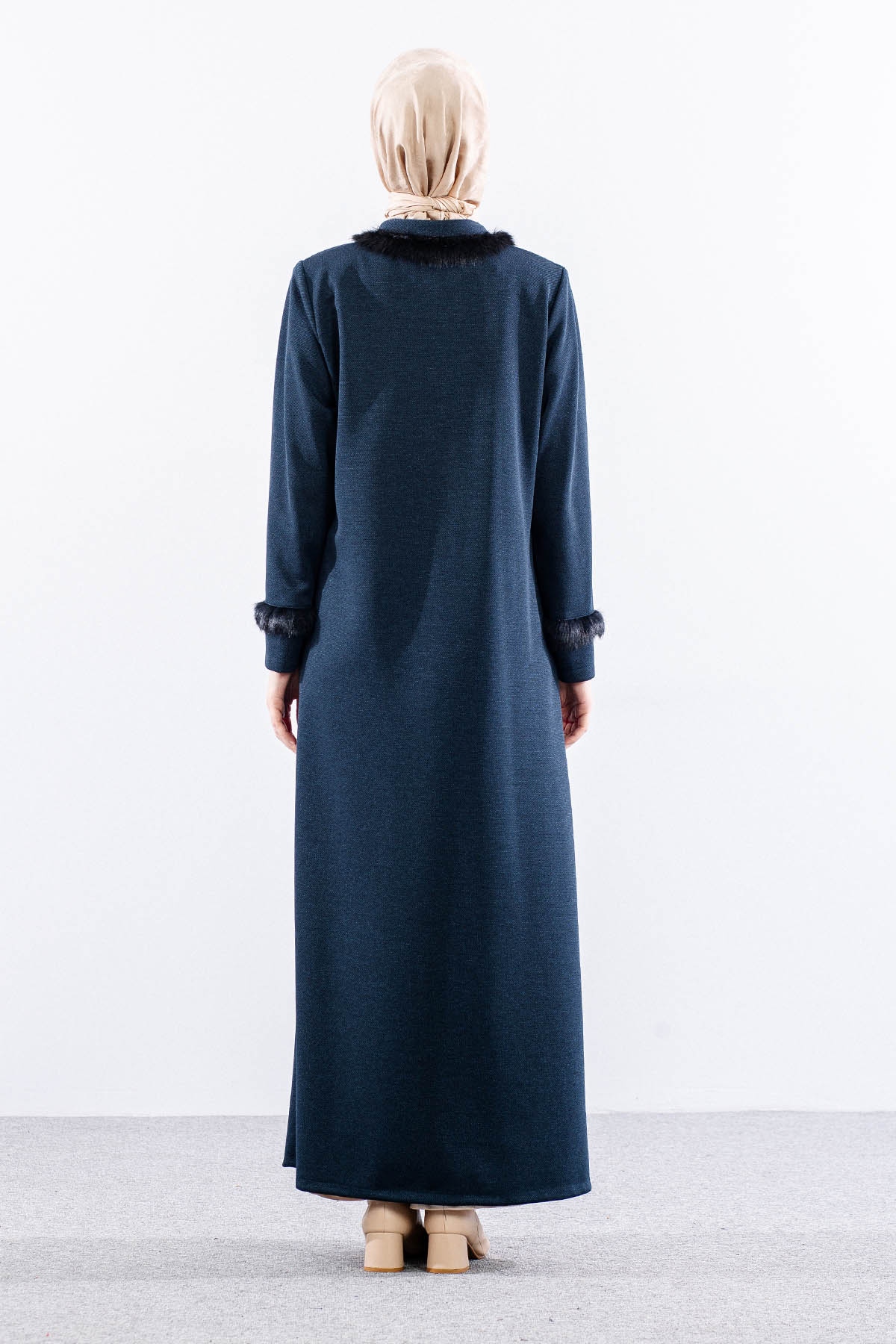 1173 Ferace 42-52 Kurk Detay Kis Kumas - Lacivert - 4