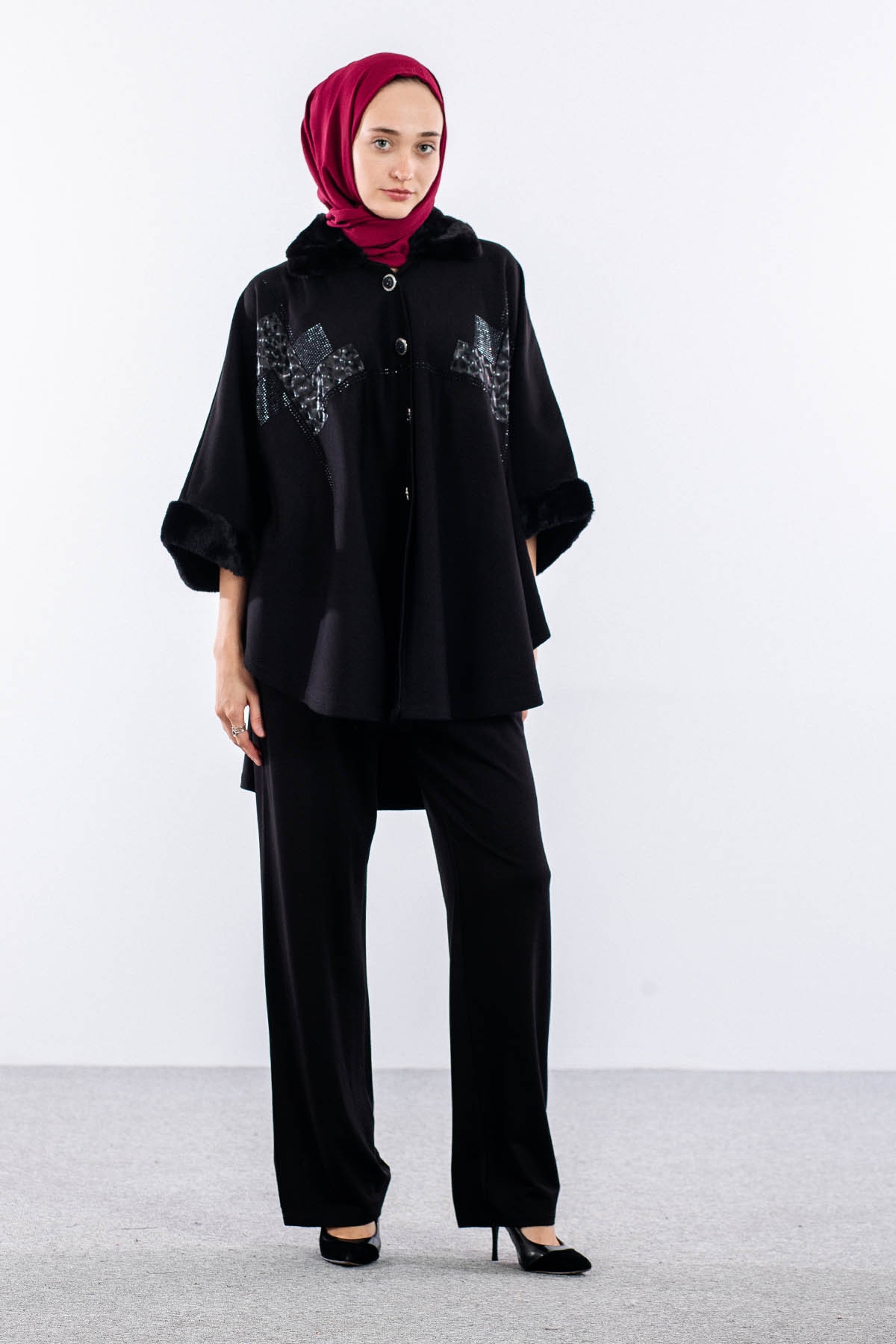 1174  Pelerin Panço L-2xl - Siyah - 1