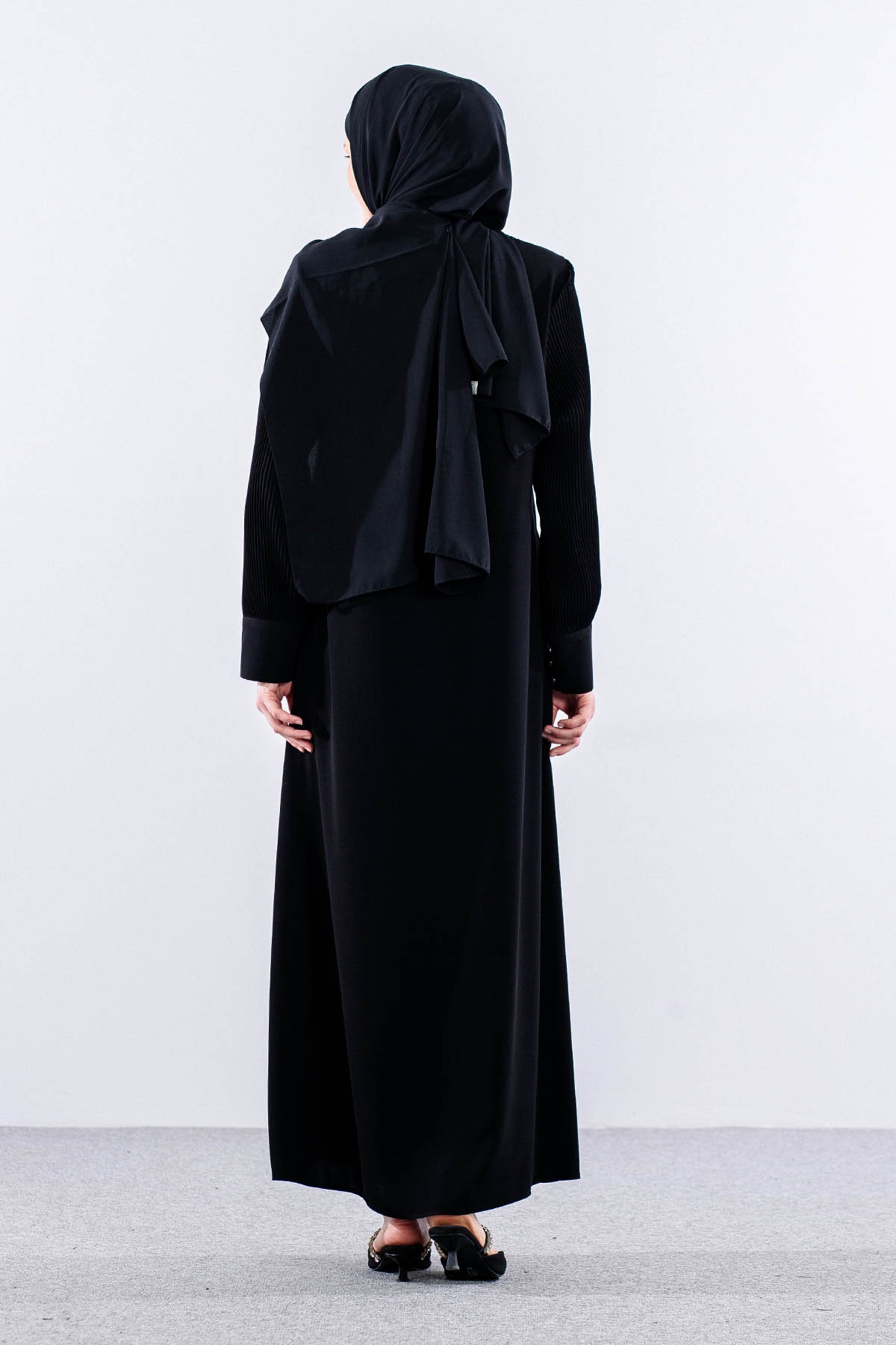 1183 Ferace 44-54 Plise - Siyah - 3