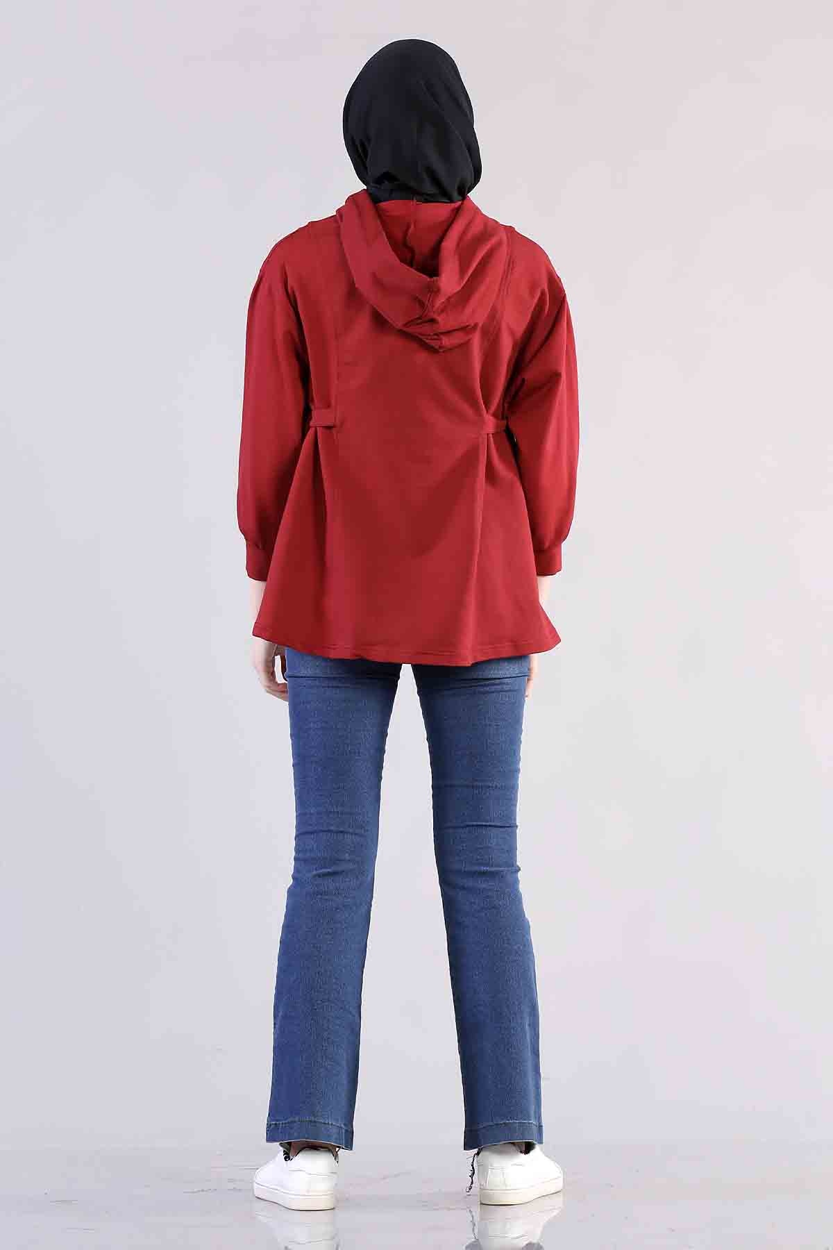 1183 Kemerli Tunik 38-44 - Bordo - 4