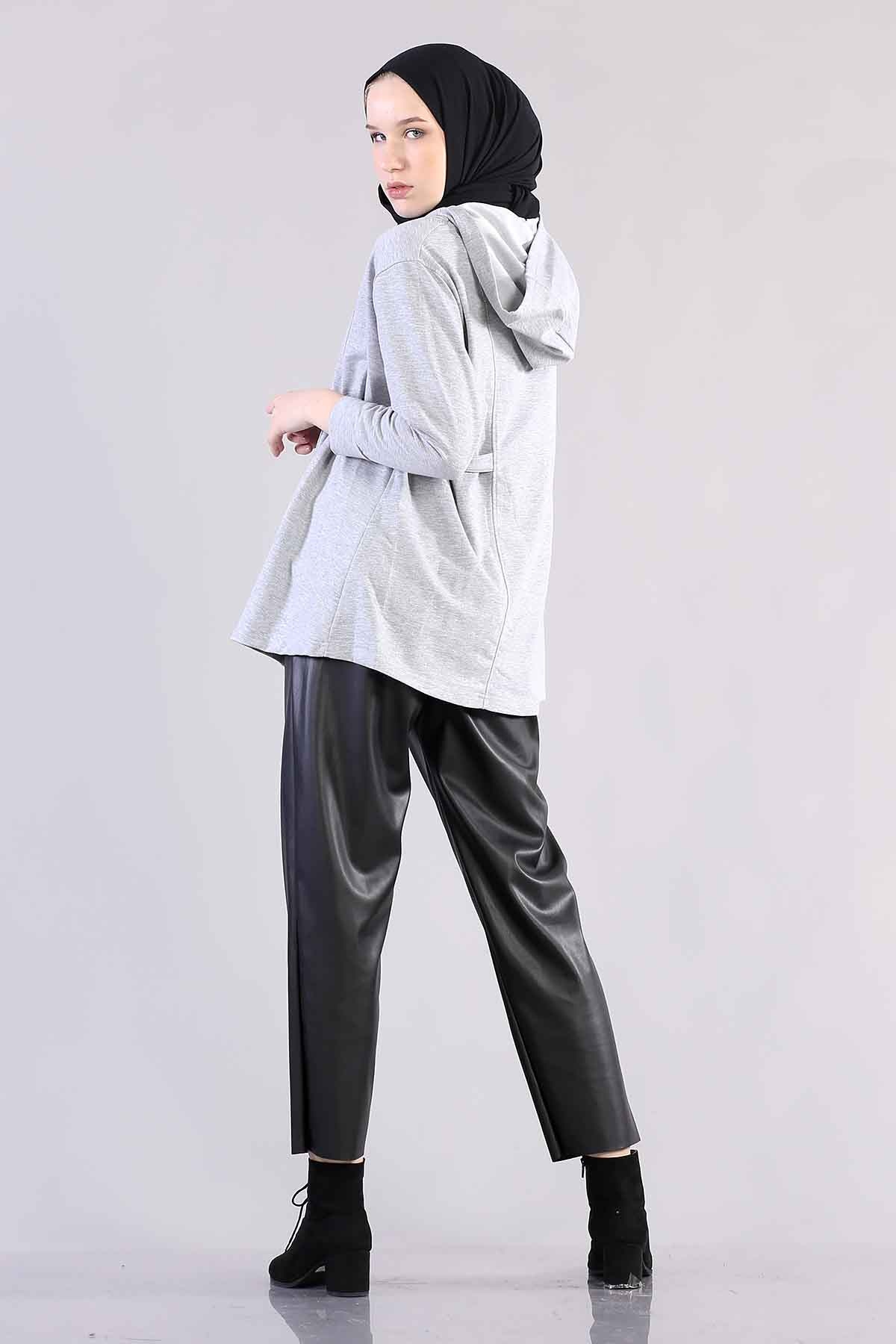 1183 Kemerli Tunik 38-44 - Gri - 5