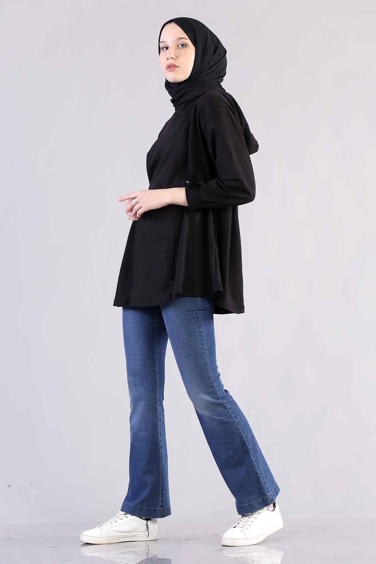 1183 Kemerli Tunik 38-44 - Siyah - 3